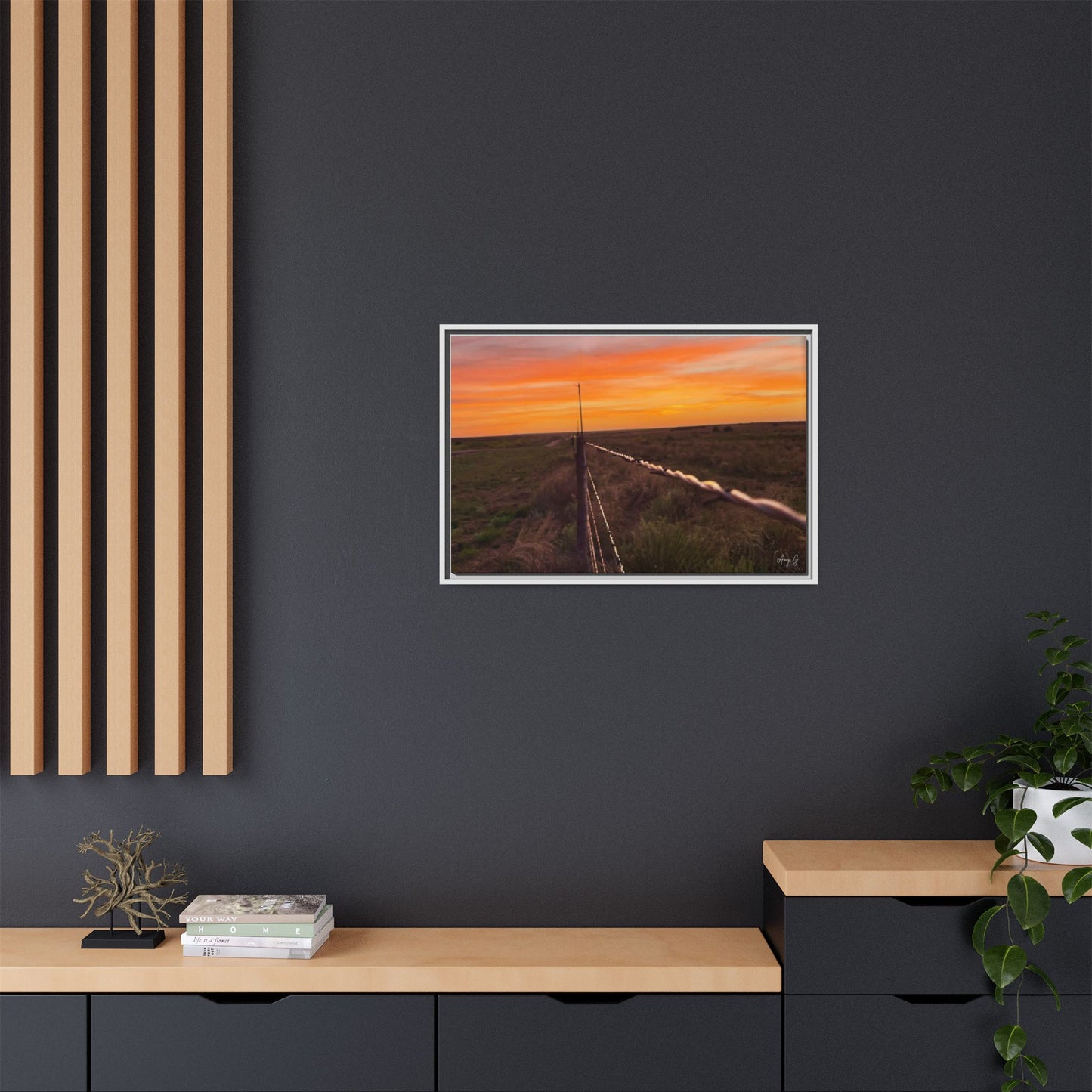 Barbed wire fence, Gallery Canvas Wraps, Vertical Frame