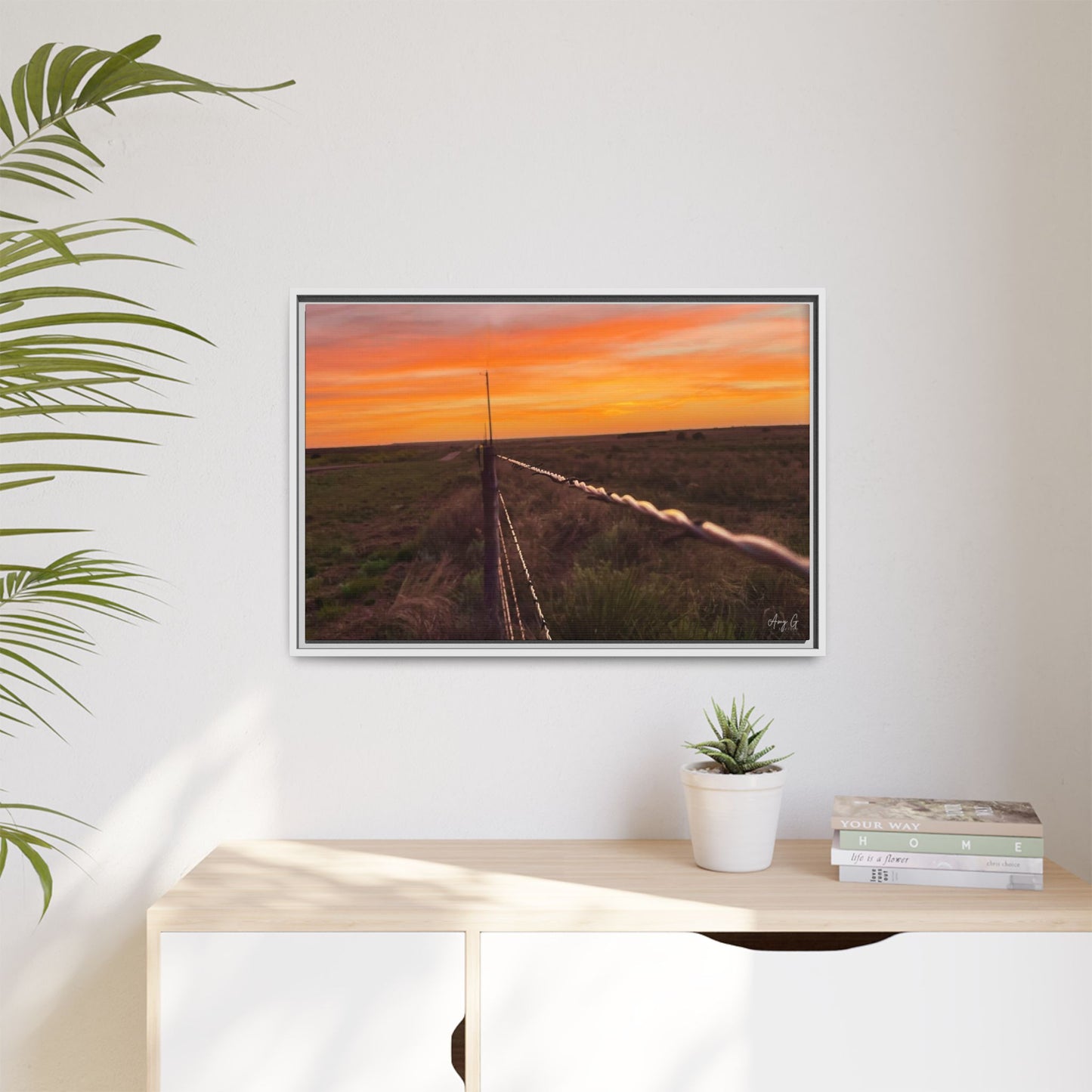 Barbed wire fence, Gallery Canvas Wraps, Vertical Frame