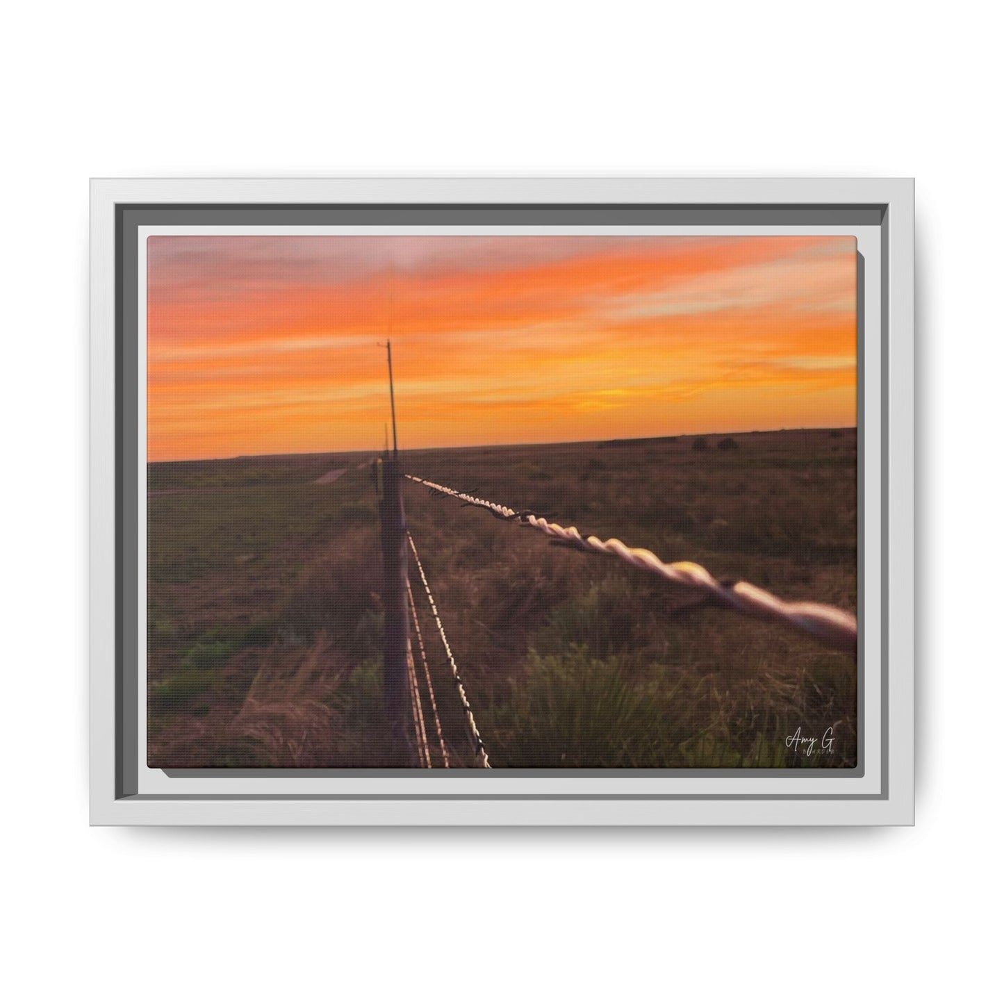Barbed wire fence, Gallery Canvas Wraps, Vertical Frame