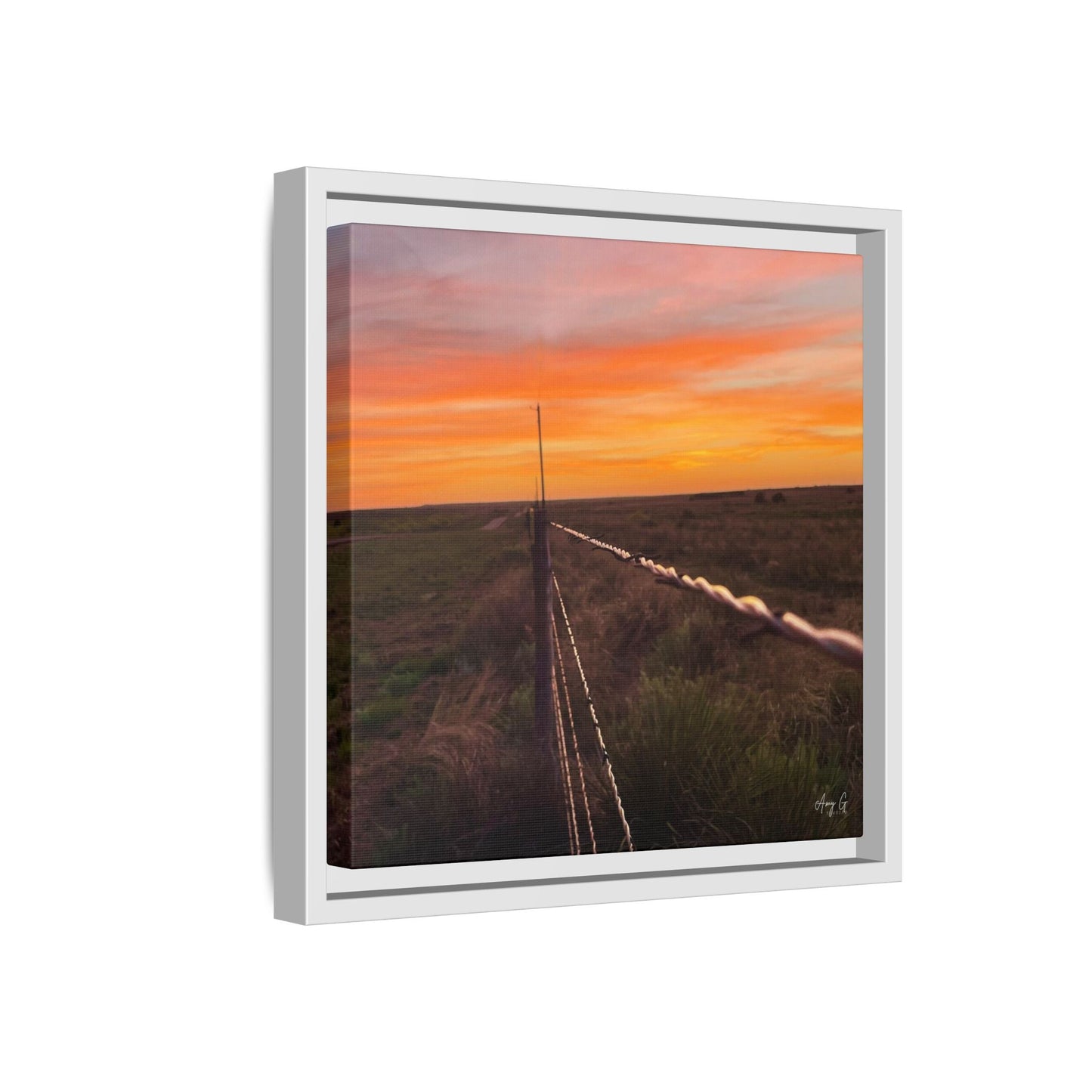 Barbed wire fence, Gallery Canvas Wraps, Vertical Frame