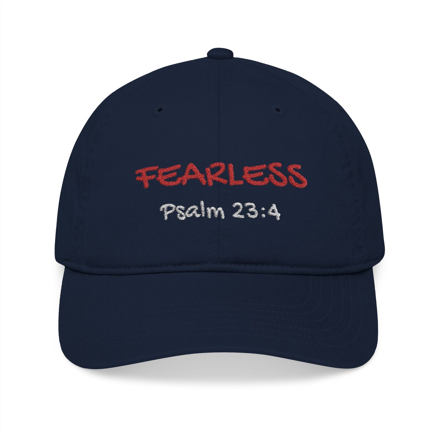 Navy Fearless Organic Baseball Cap (Embroidery)