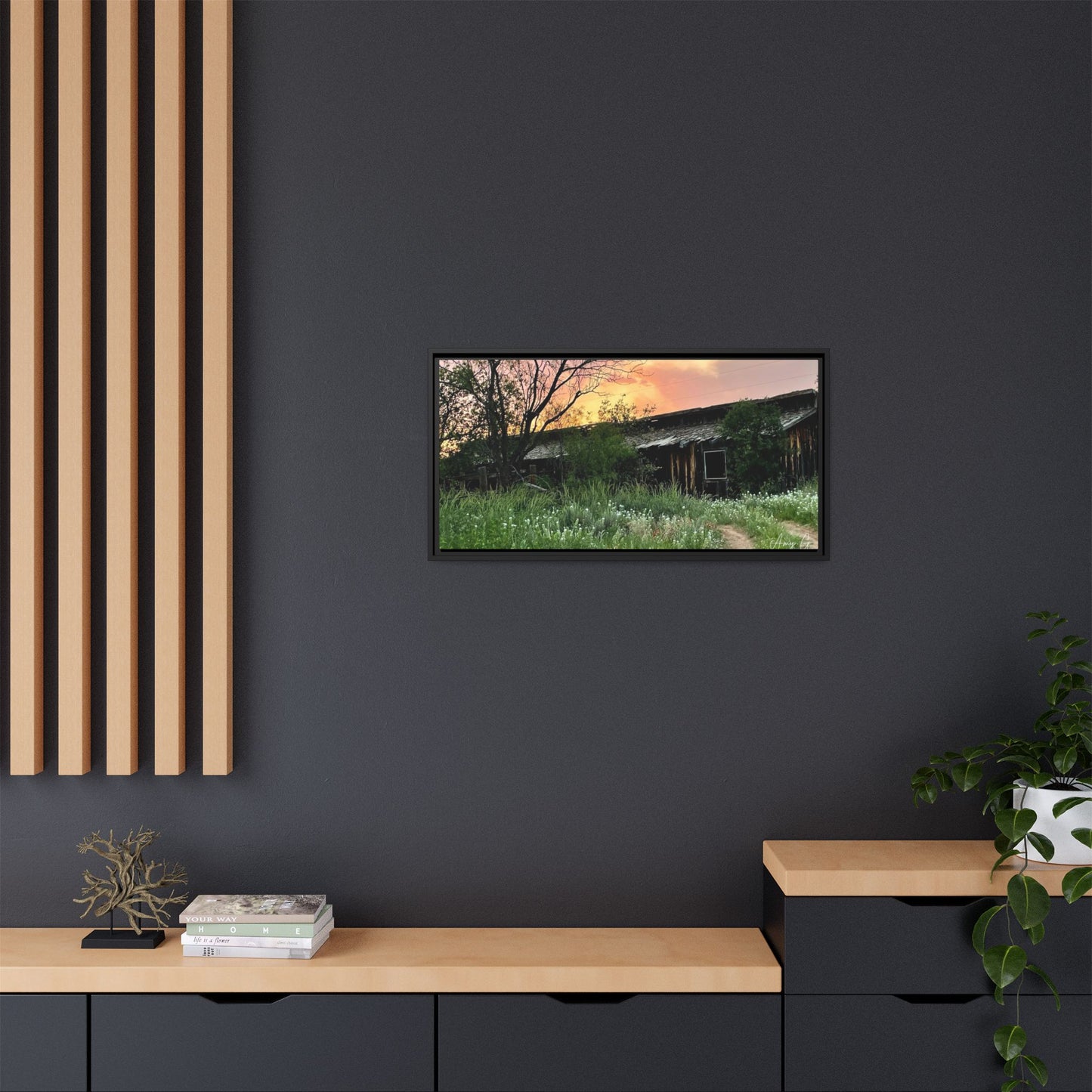 Stable, Matte Canvas, Black Frame