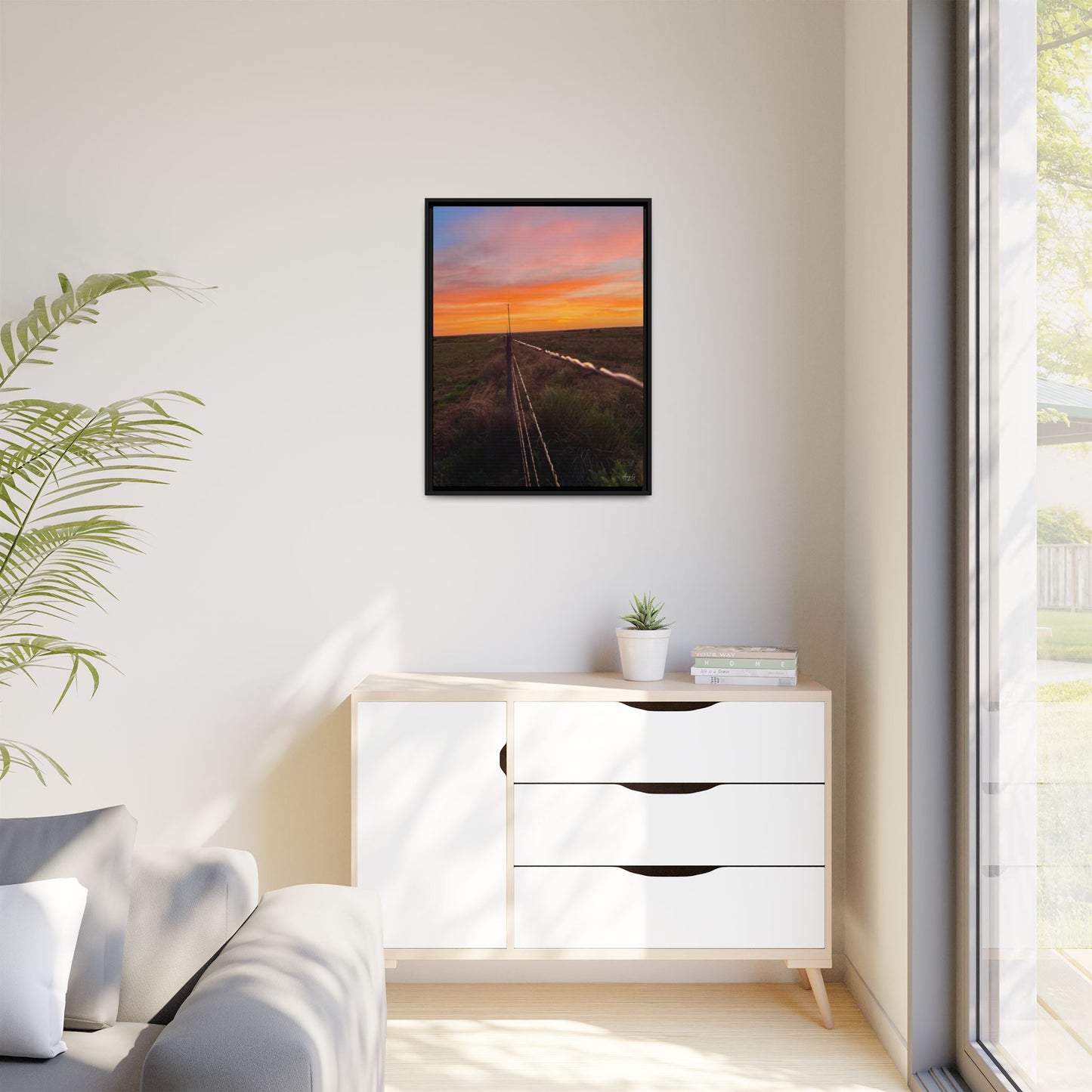 Barbed wire fence, Gallery Canvas Wraps, Vertical Frame