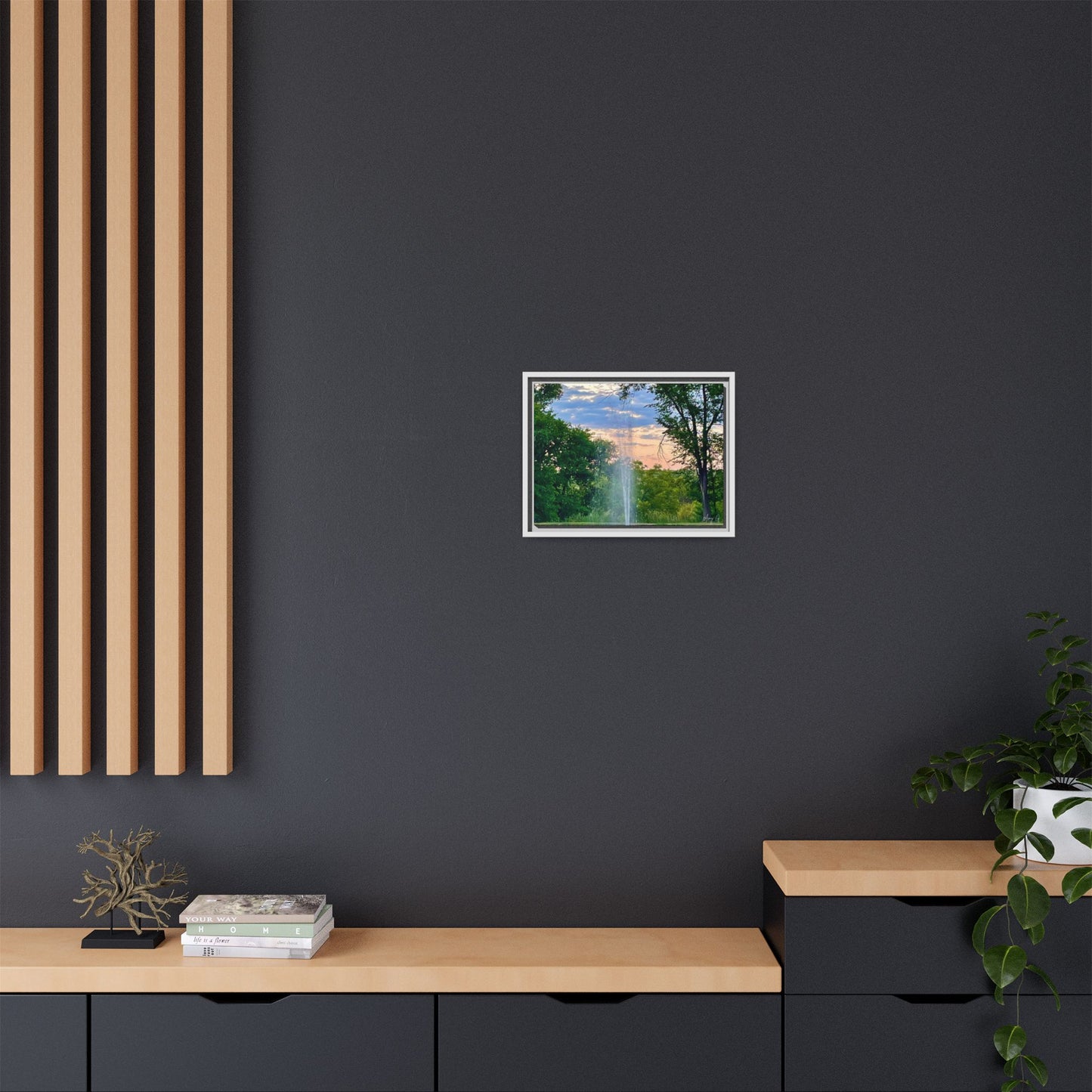 Water fountain sunrise, Gallery Canvas Wraps, Vertical Frame