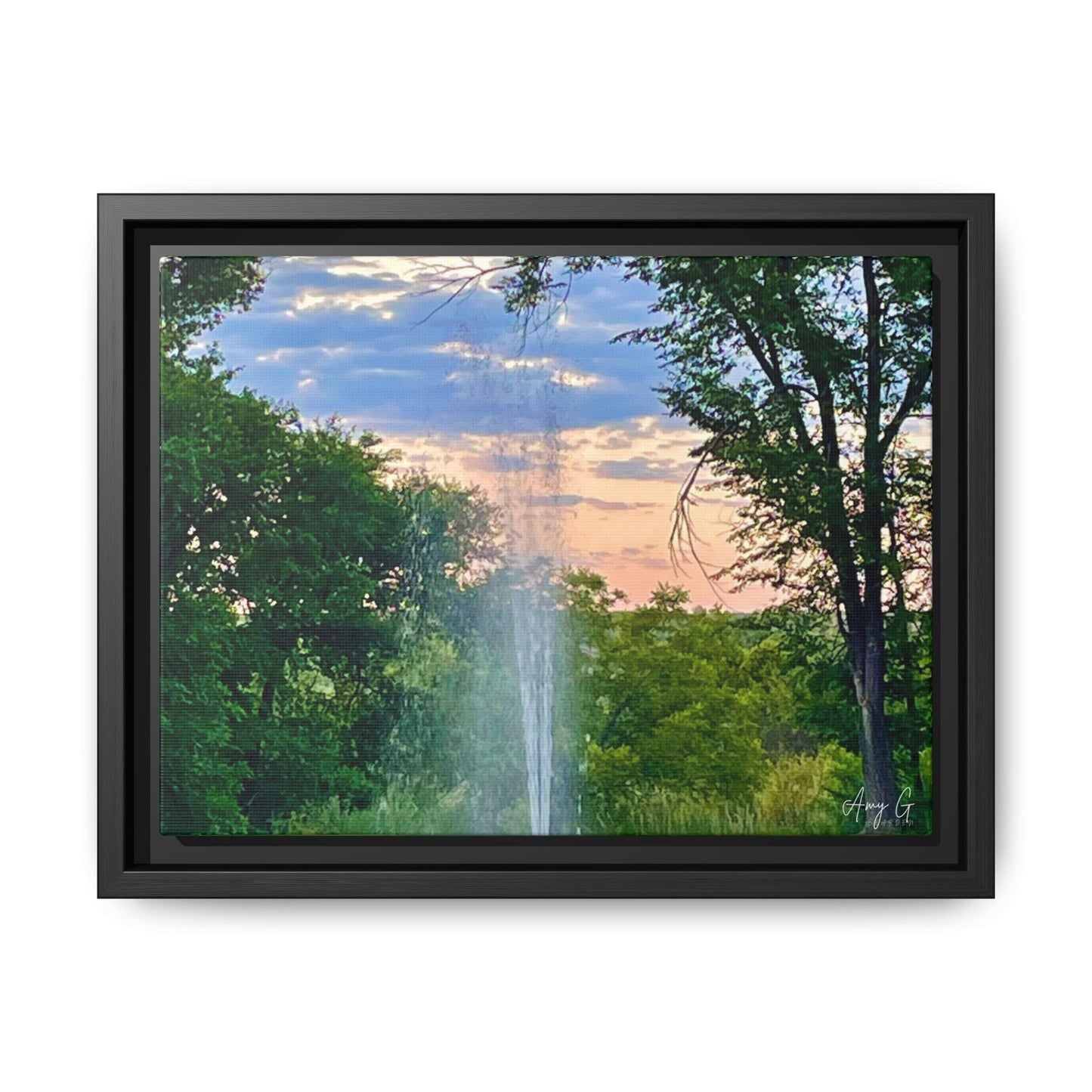 Water fountain sunrise, Gallery Canvas Wraps, Vertical Frame