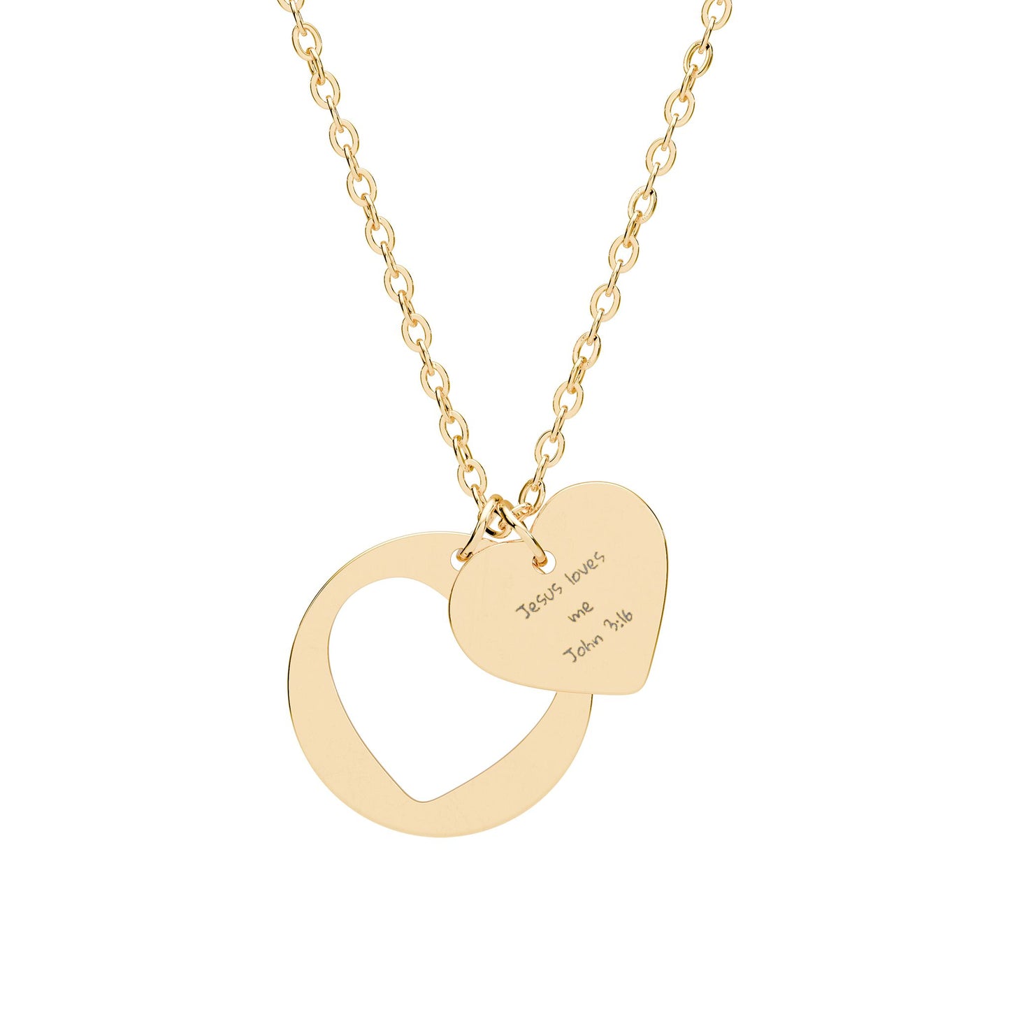 Jesus Loves Me John 3:16, Heart Cutout Necklace (Engraving)