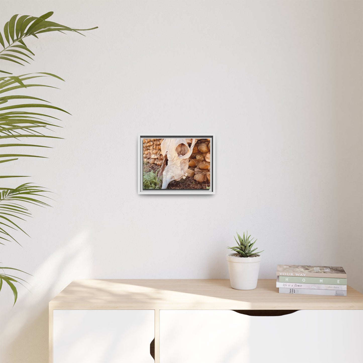 cow skull, Matte Canvas, Framed (Multi-color)