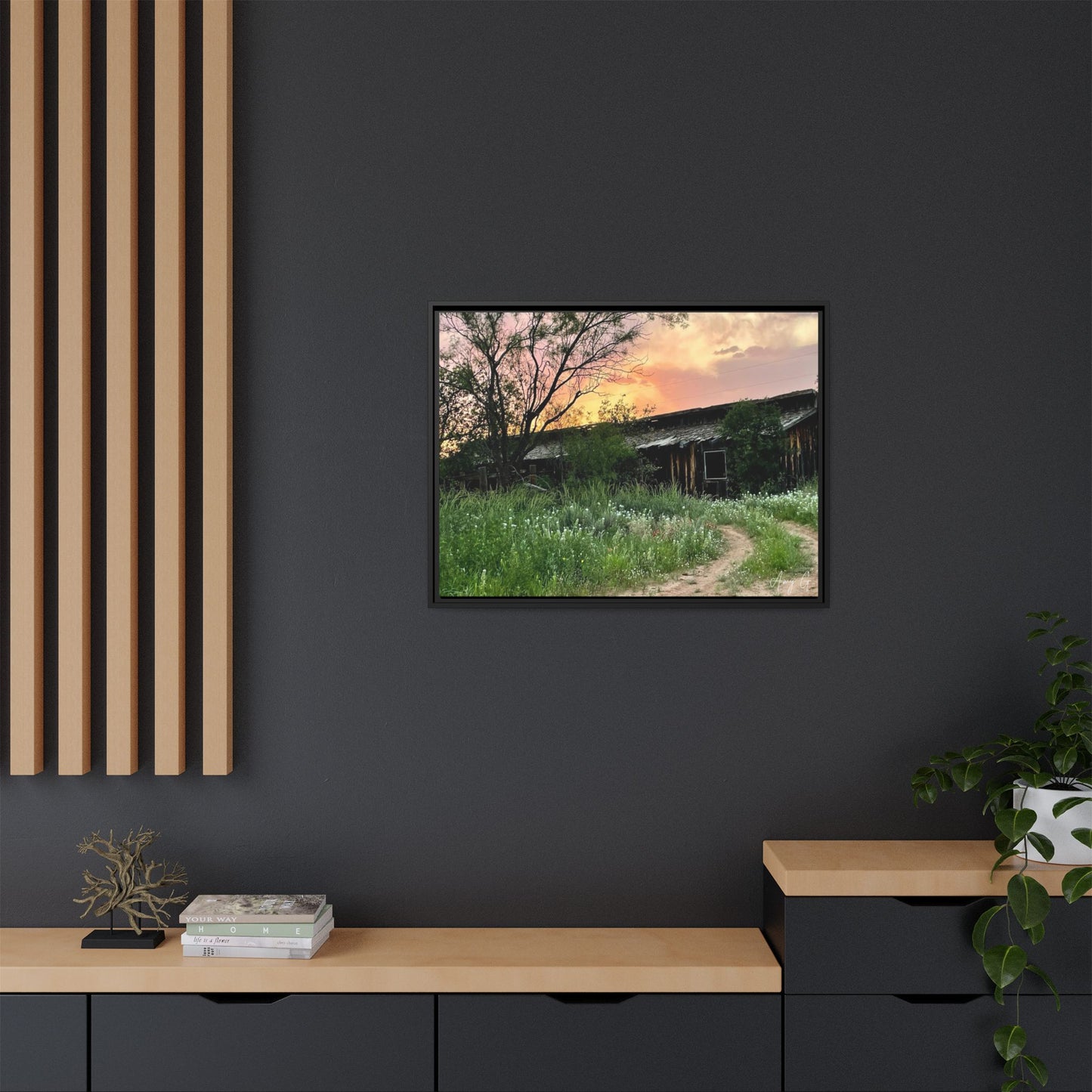Stable, Matte Canvas, Black Frame