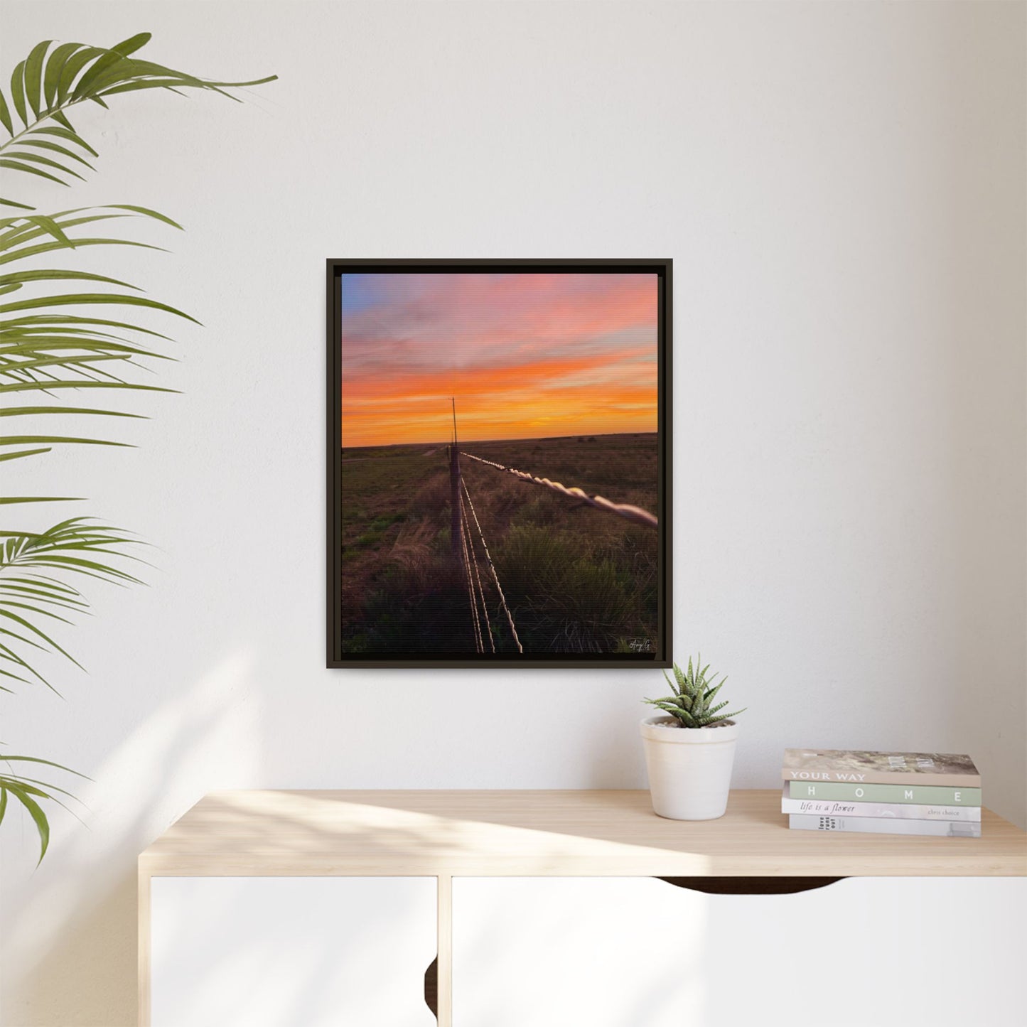 Barbed wire fence, Gallery Canvas Wraps, Vertical Frame