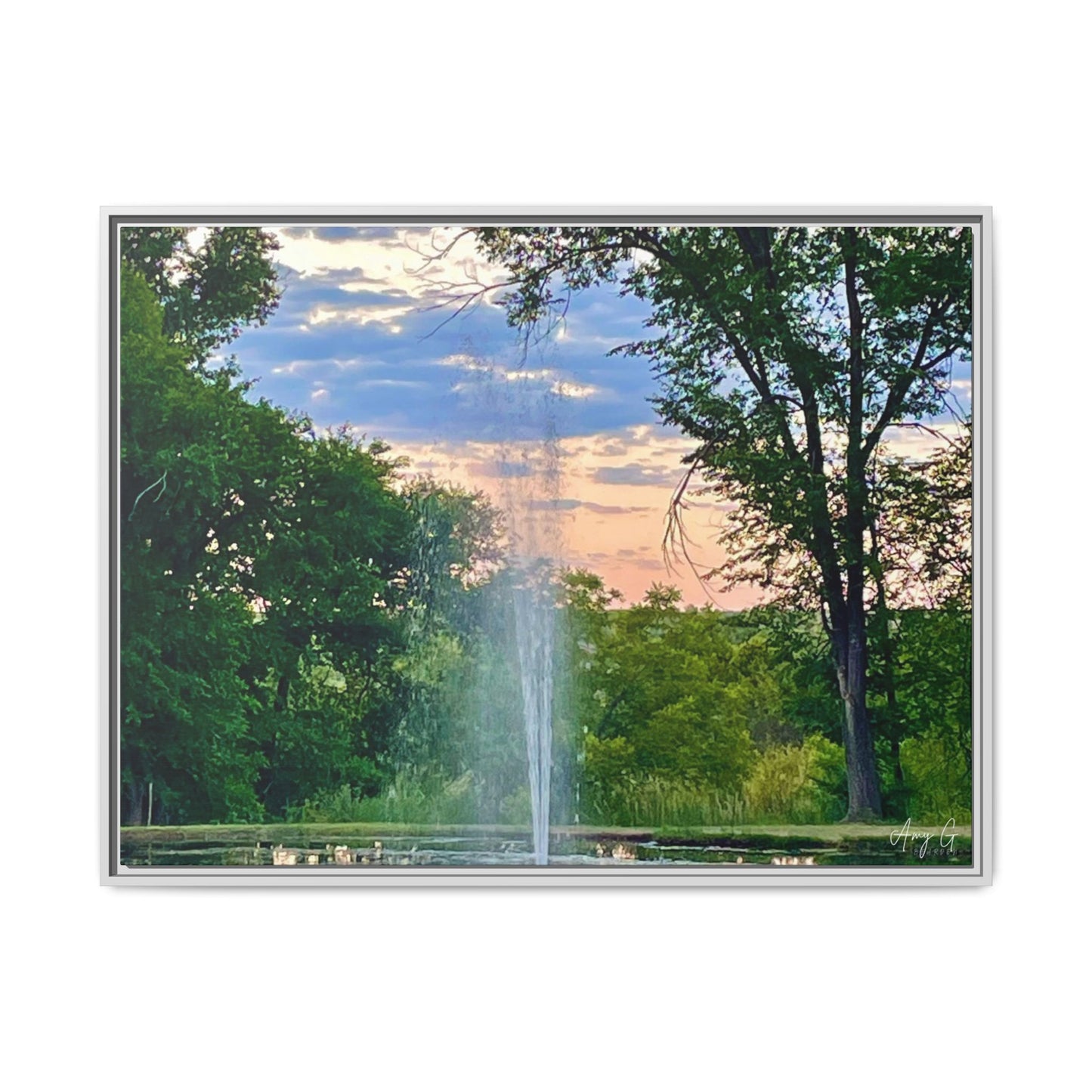 Water fountain sunrise, Gallery Canvas Wraps, Vertical Frame