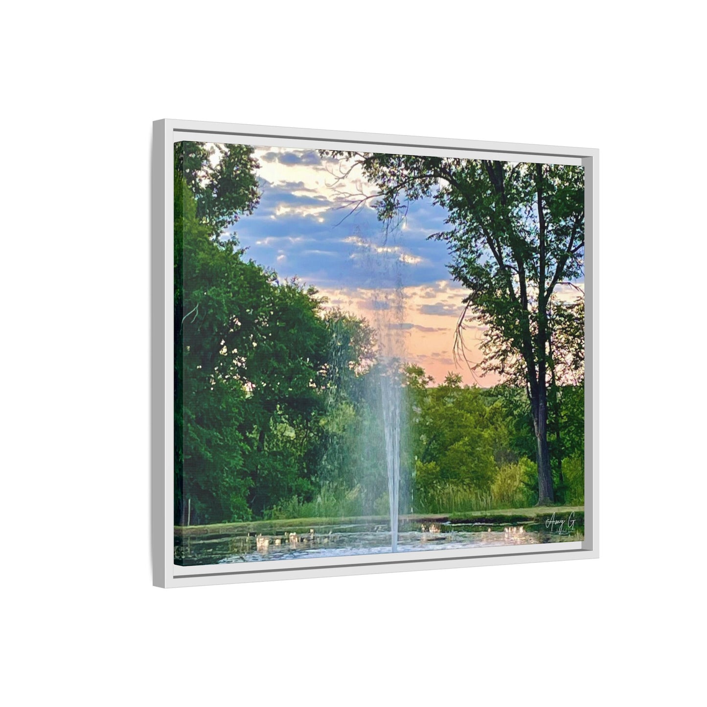 Water fountain sunrise, Gallery Canvas Wraps, Vertical Frame