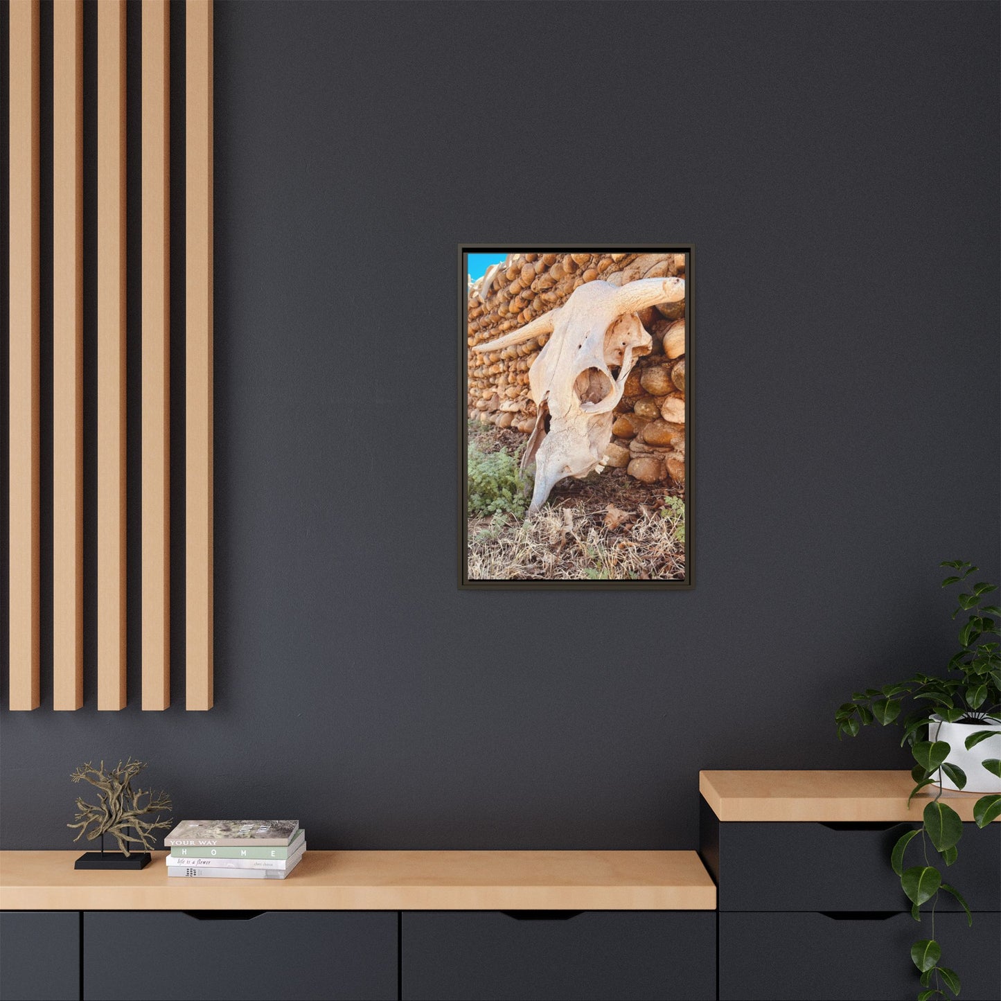 cow skull, Matte Canvas, Framed (Multi-color)