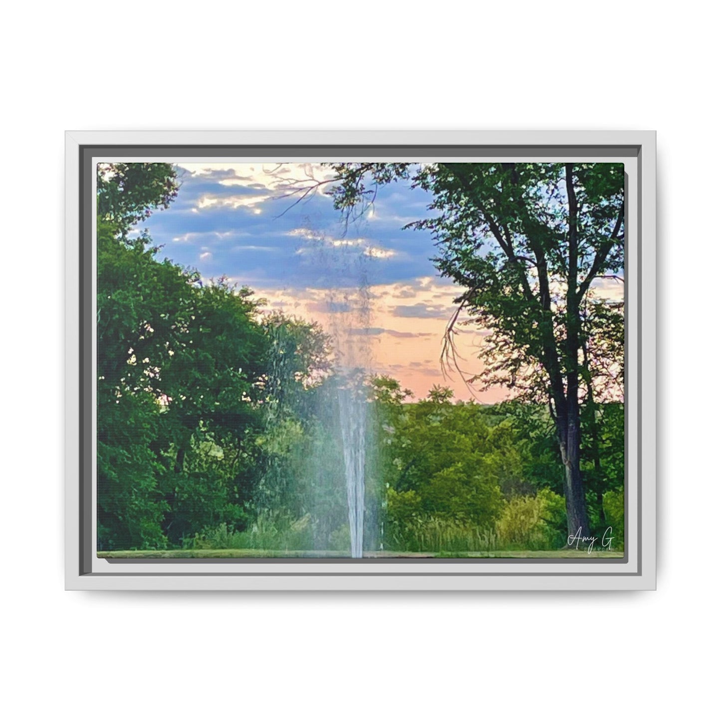 Water fountain sunrise, Gallery Canvas Wraps, Vertical Frame