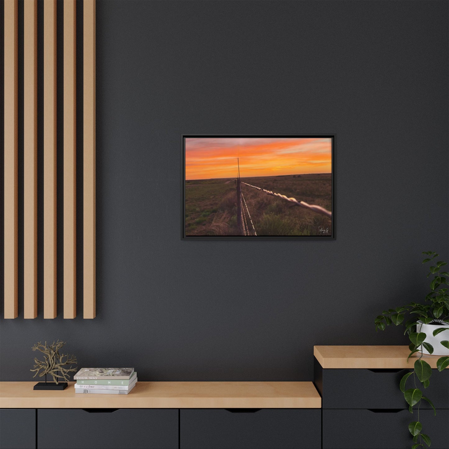 Barbed wire fence, Gallery Canvas Wraps, Vertical Frame
