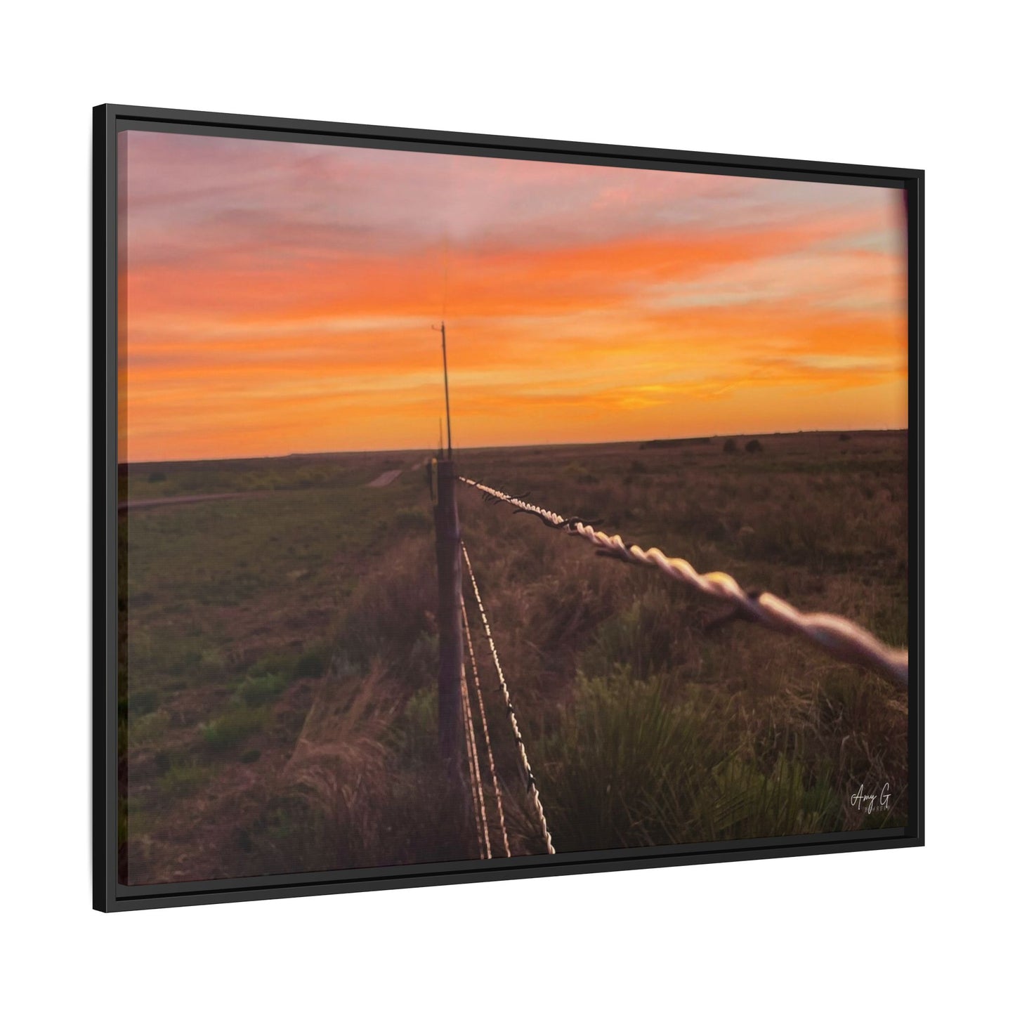 Barbed wire fence, Gallery Canvas Wraps, Vertical Frame