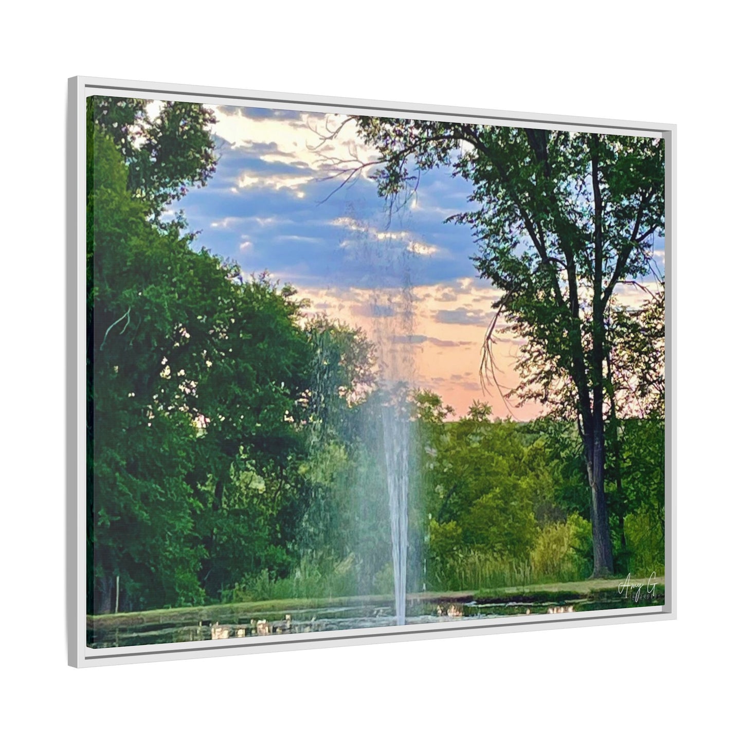 Water fountain sunrise, Gallery Canvas Wraps, Vertical Frame