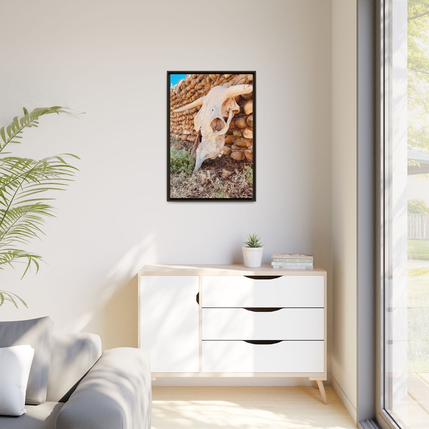 cow skull, Matte Canvas, Framed (Multi-color)