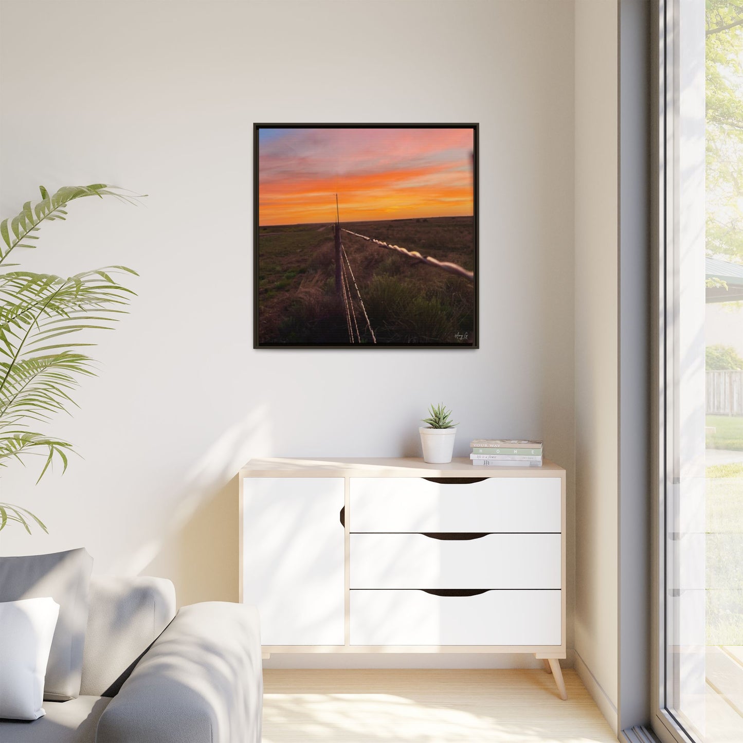 Barbed wire fence, Gallery Canvas Wraps, Vertical Frame