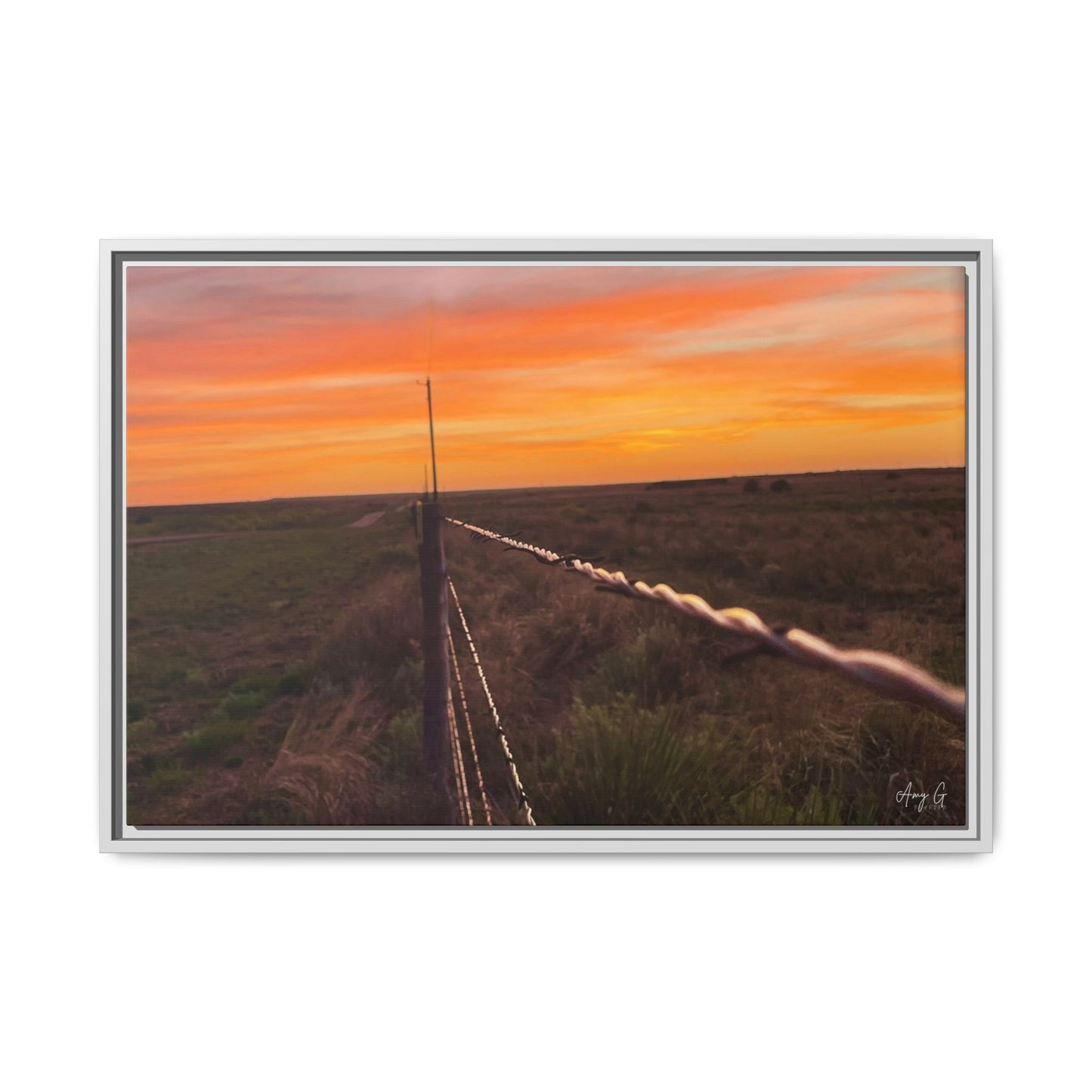 Barbed wire fence, Gallery Canvas Wraps, Vertical Frame