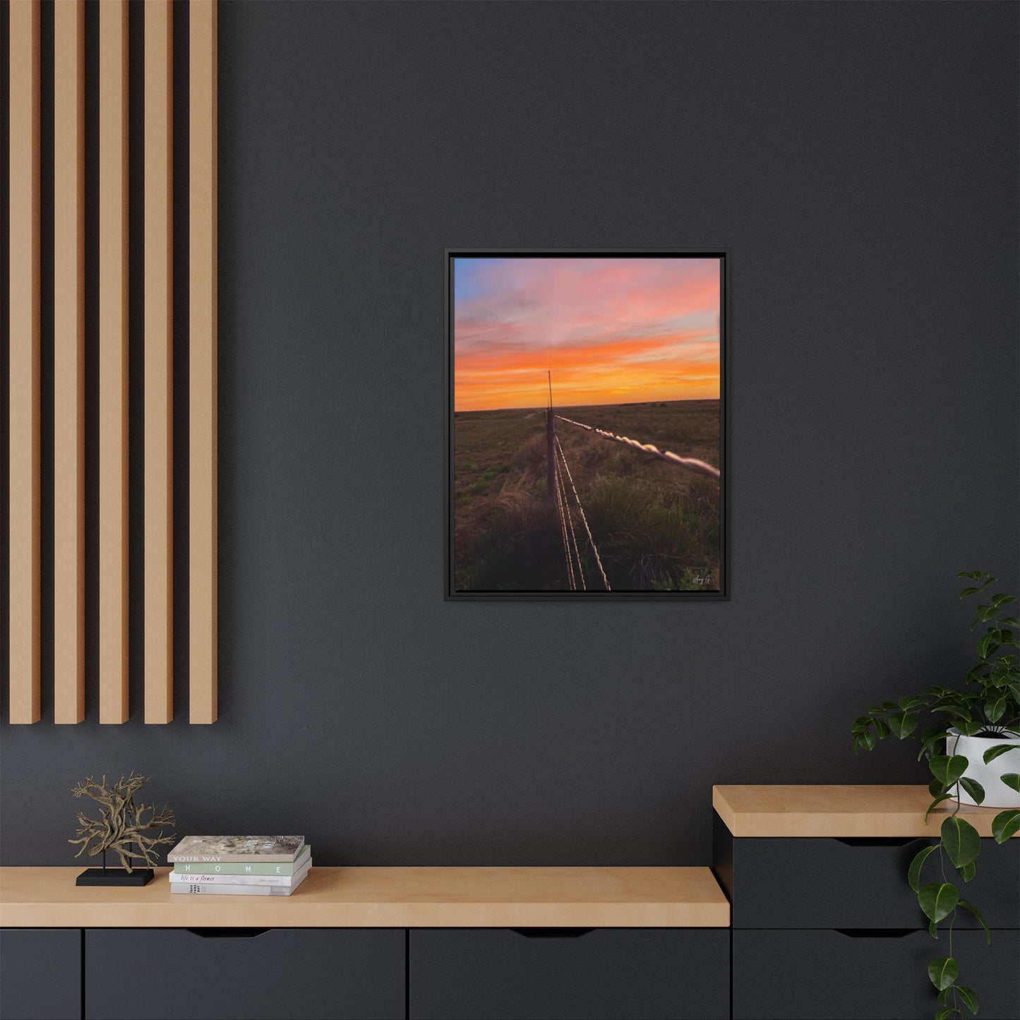 Barbed wire fence, Gallery Canvas Wraps, Vertical Frame