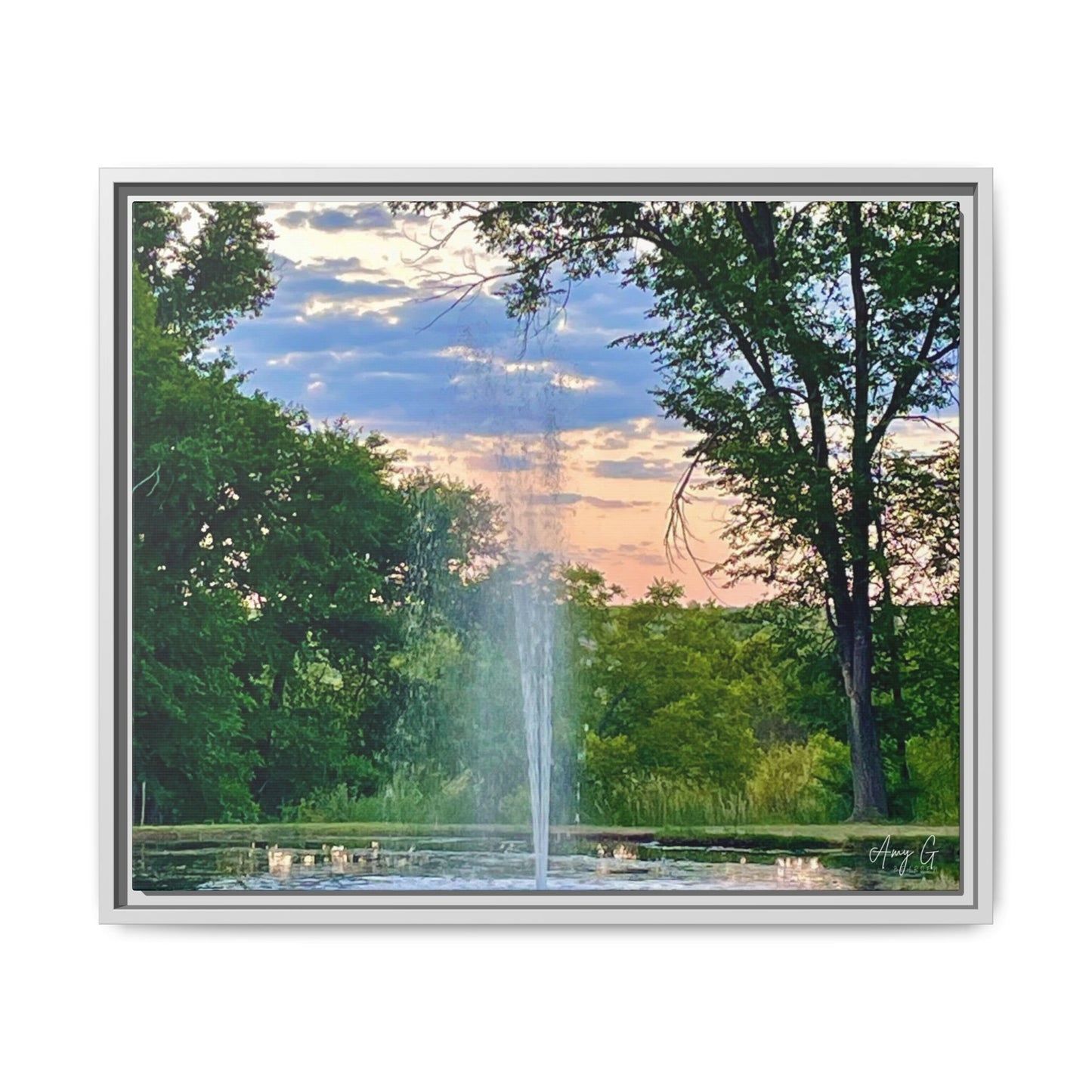 Water fountain sunrise, Gallery Canvas Wraps, Vertical Frame