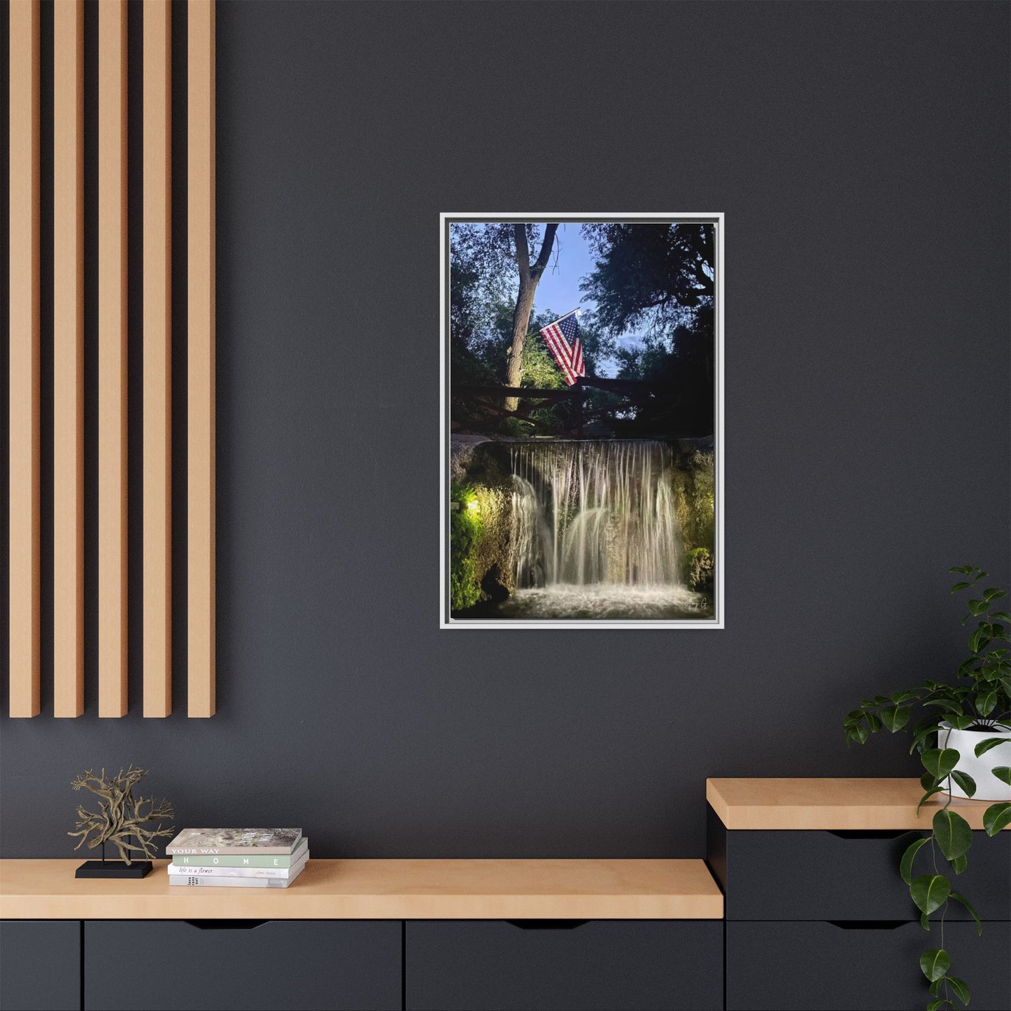 Patriotic falls Matte Canvas, Framed (Multi-color)