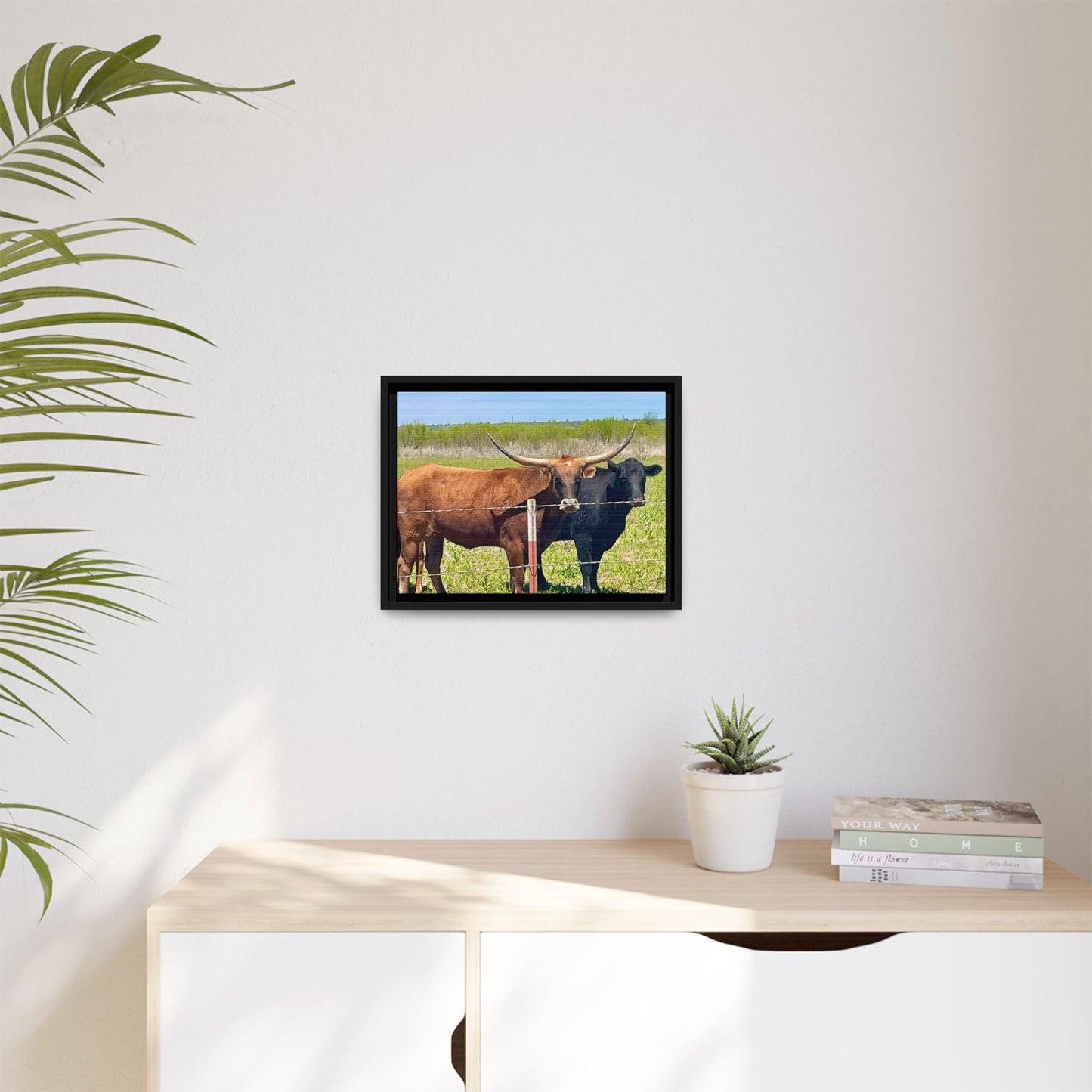 The stare down, Longhorn of Texas, Gallery Canvas Wraps, Horizontal Frame