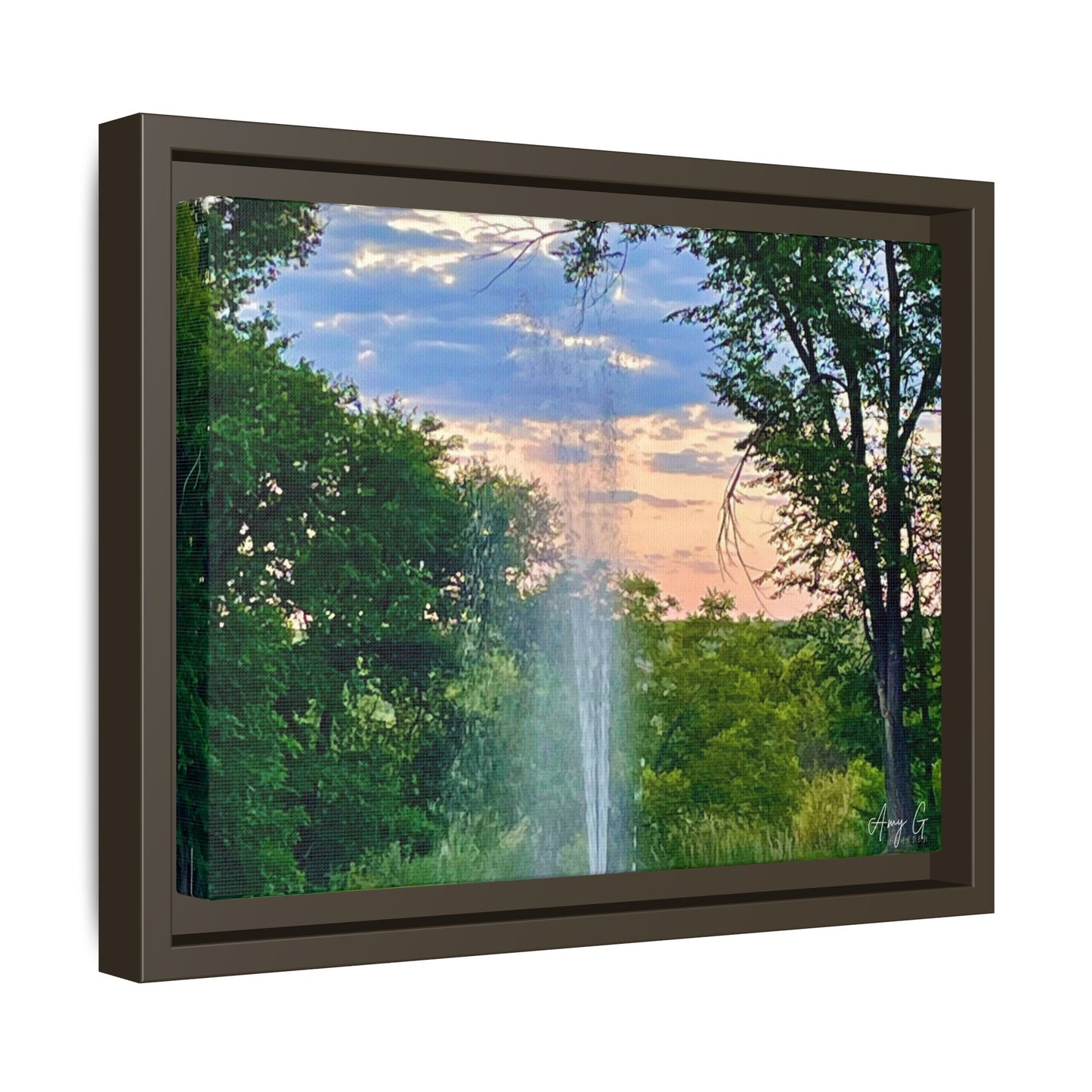 Water fountain sunrise, Gallery Canvas Wraps, Vertical Frame