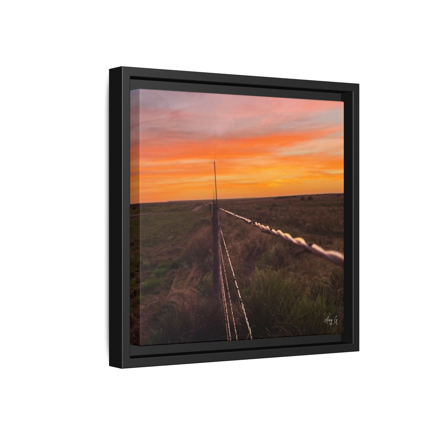 Barbed wire fence, Gallery Canvas Wraps, Vertical Frame