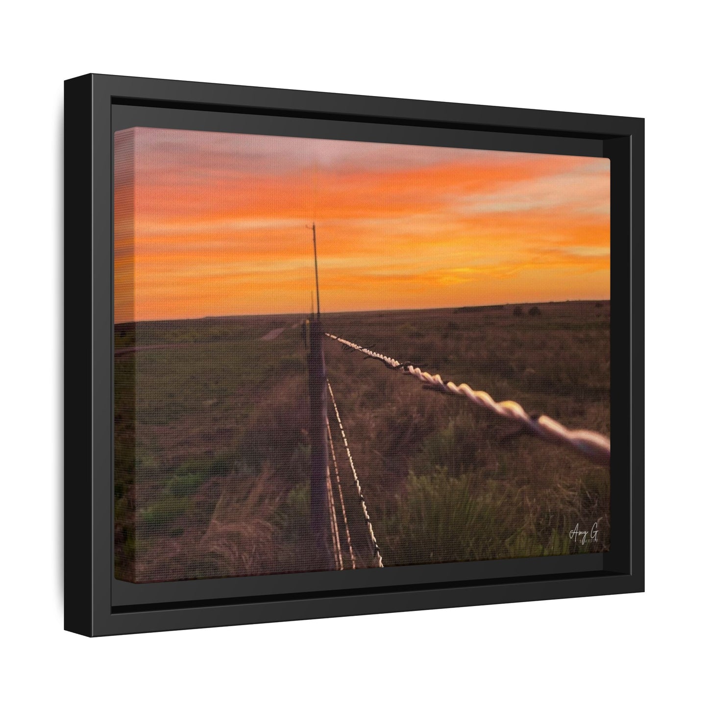 Barbed wire fence, Gallery Canvas Wraps, Vertical Frame