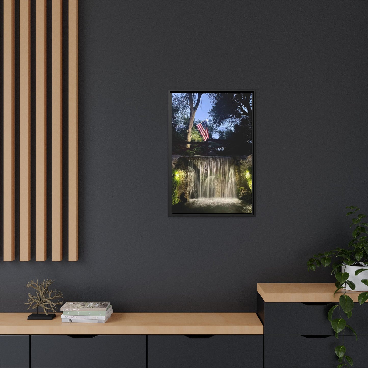 Patriotic falls Matte Canvas, Framed (Multi-color)