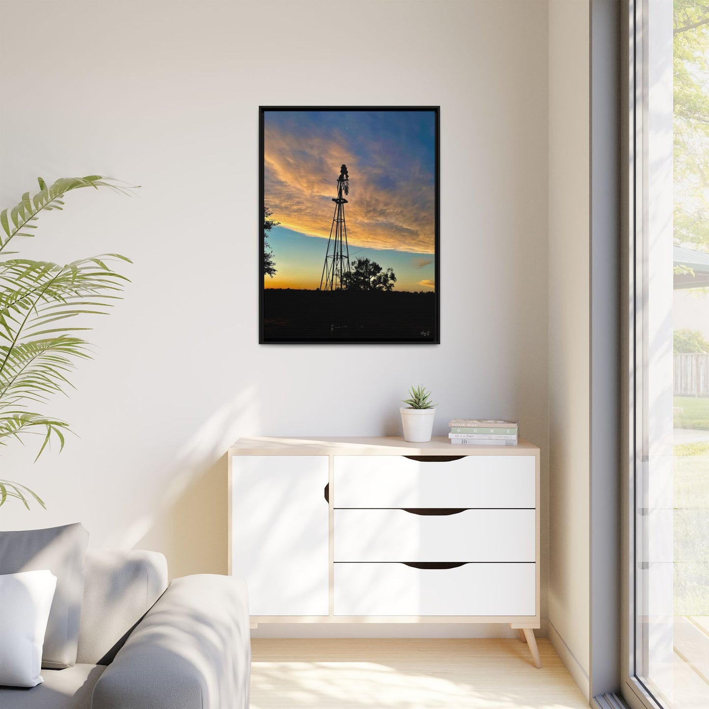 Windmill Sunset, Gallery Canvas Wraps, Vertical Frame