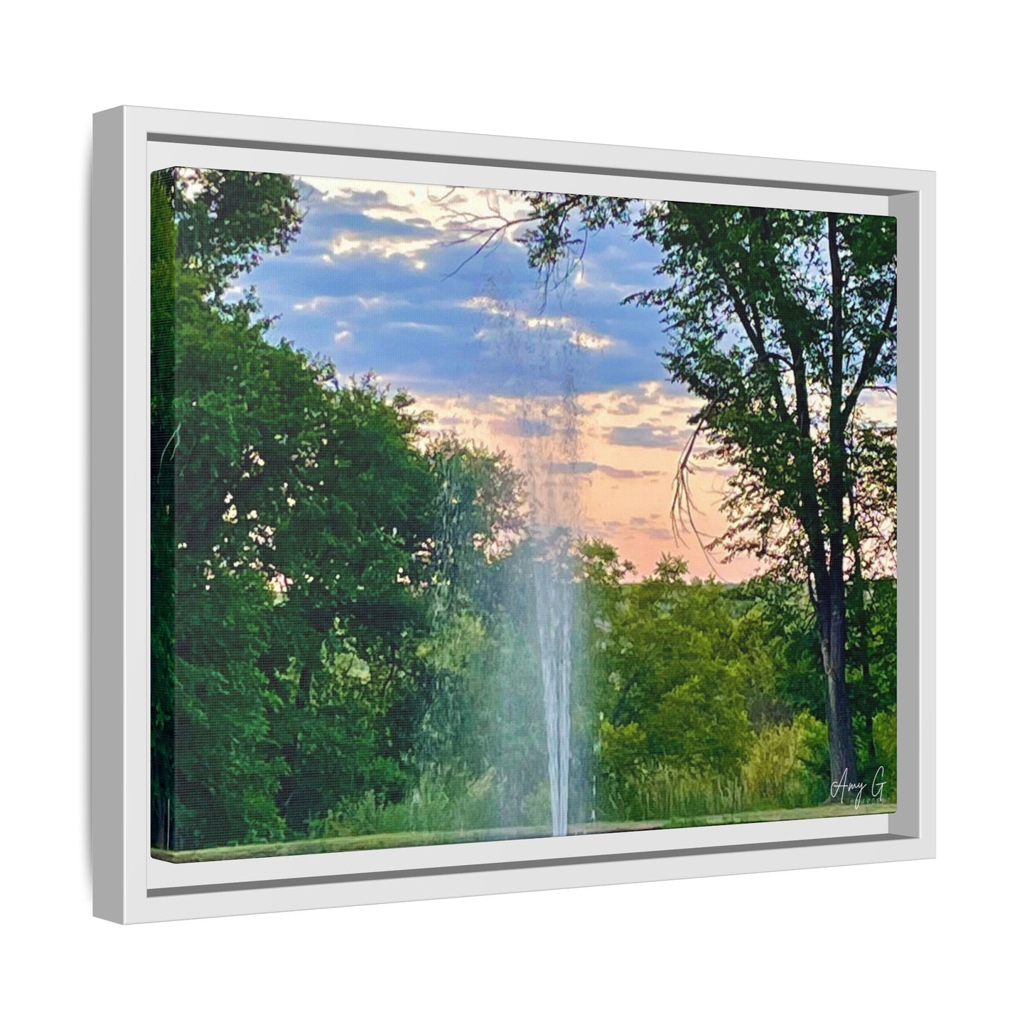 Water fountain sunrise, Gallery Canvas Wraps, Vertical Frame
