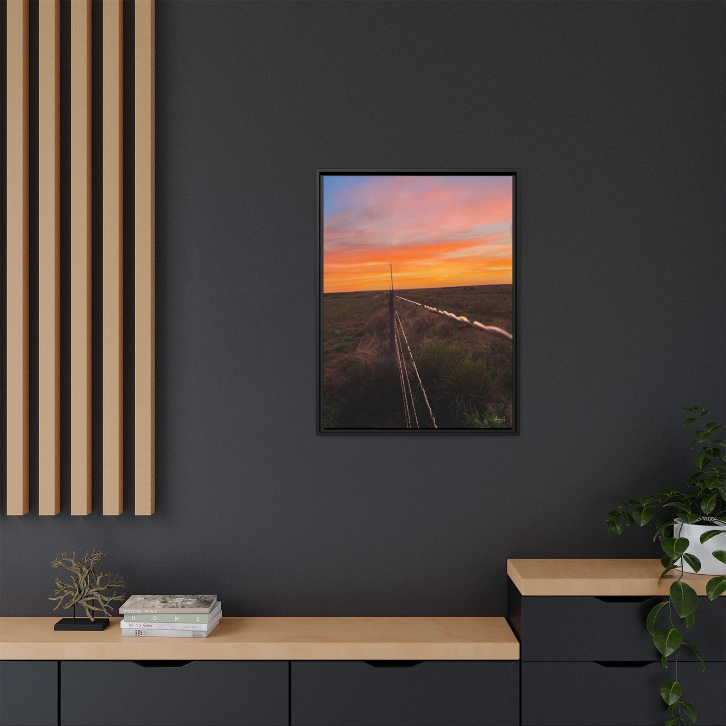 Barbed wire fence, Gallery Canvas Wraps, Vertical Frame