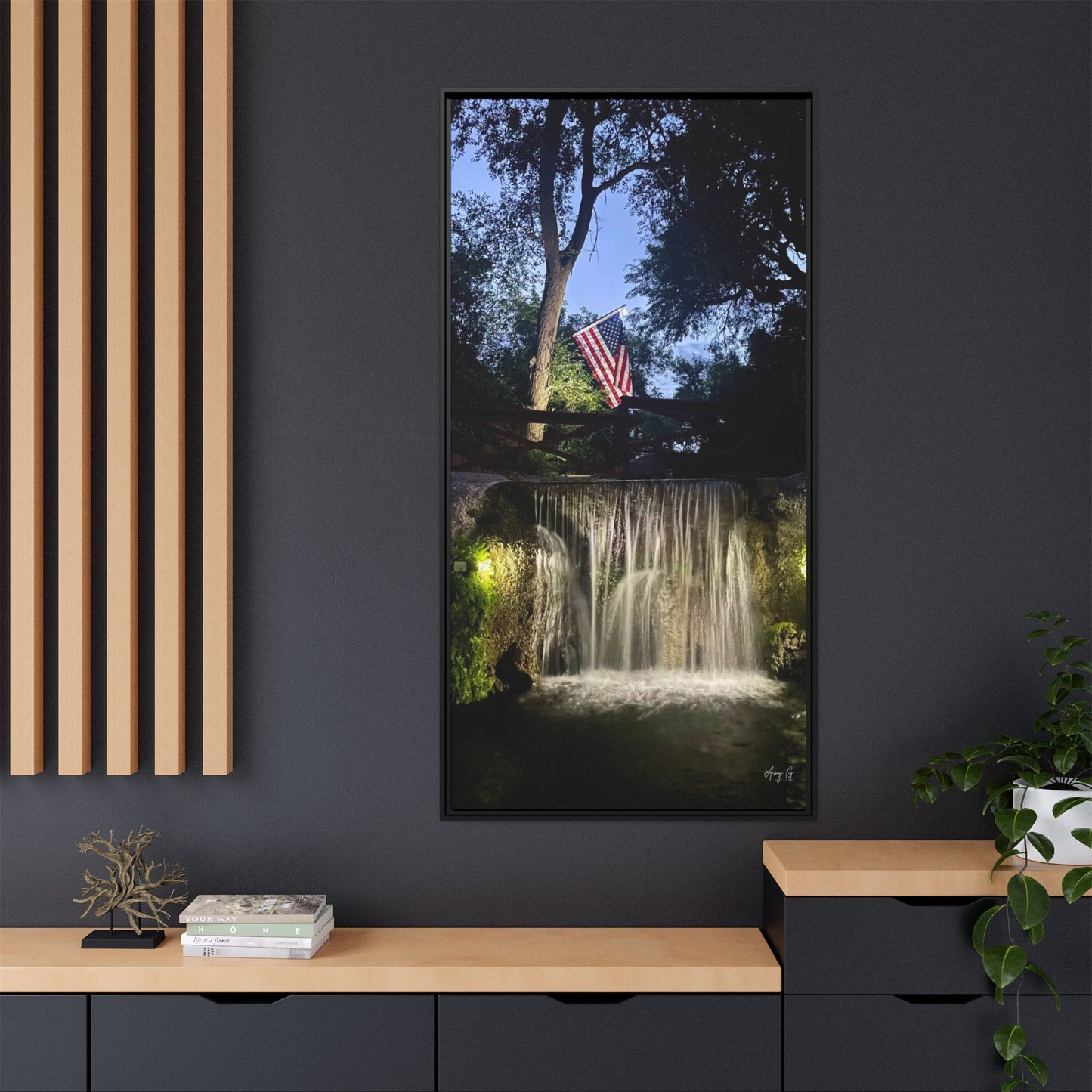 Patriotic falls Matte Canvas, Framed (Multi-color)