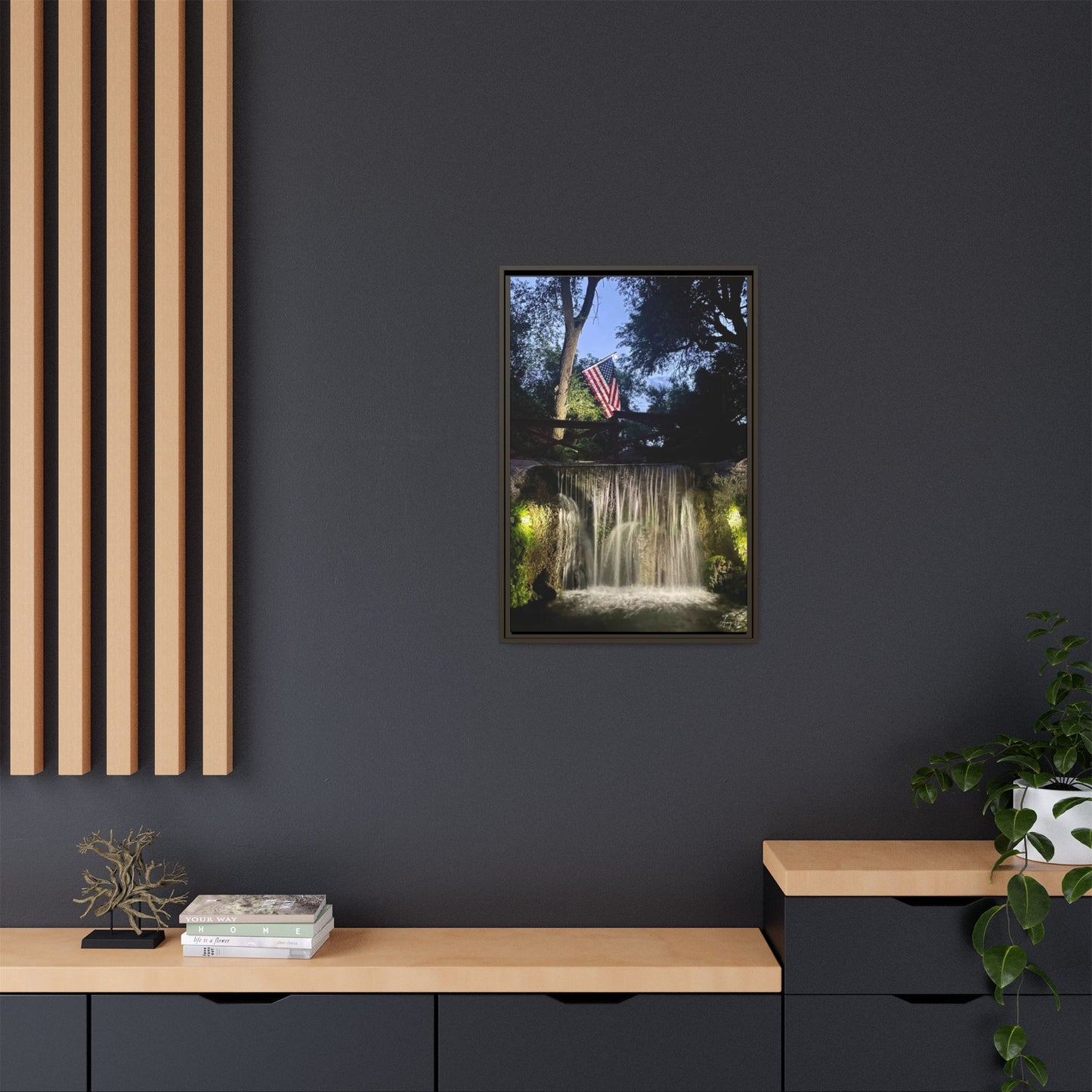 Patriotic falls Matte Canvas, Framed (Multi-color)