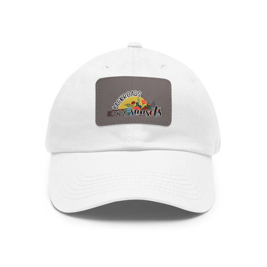 Backroads and Sunsets, Dad Hat with Leather Patch (Rectangle)