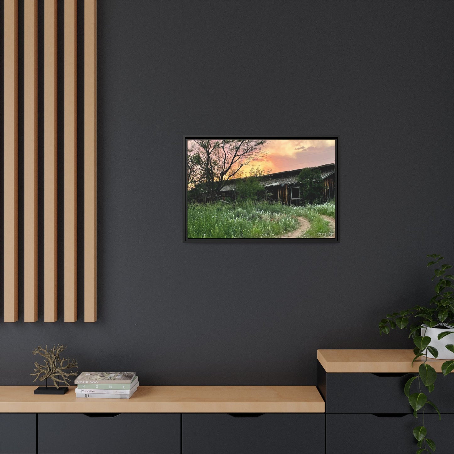 Stable, Matte Canvas, Black Frame
