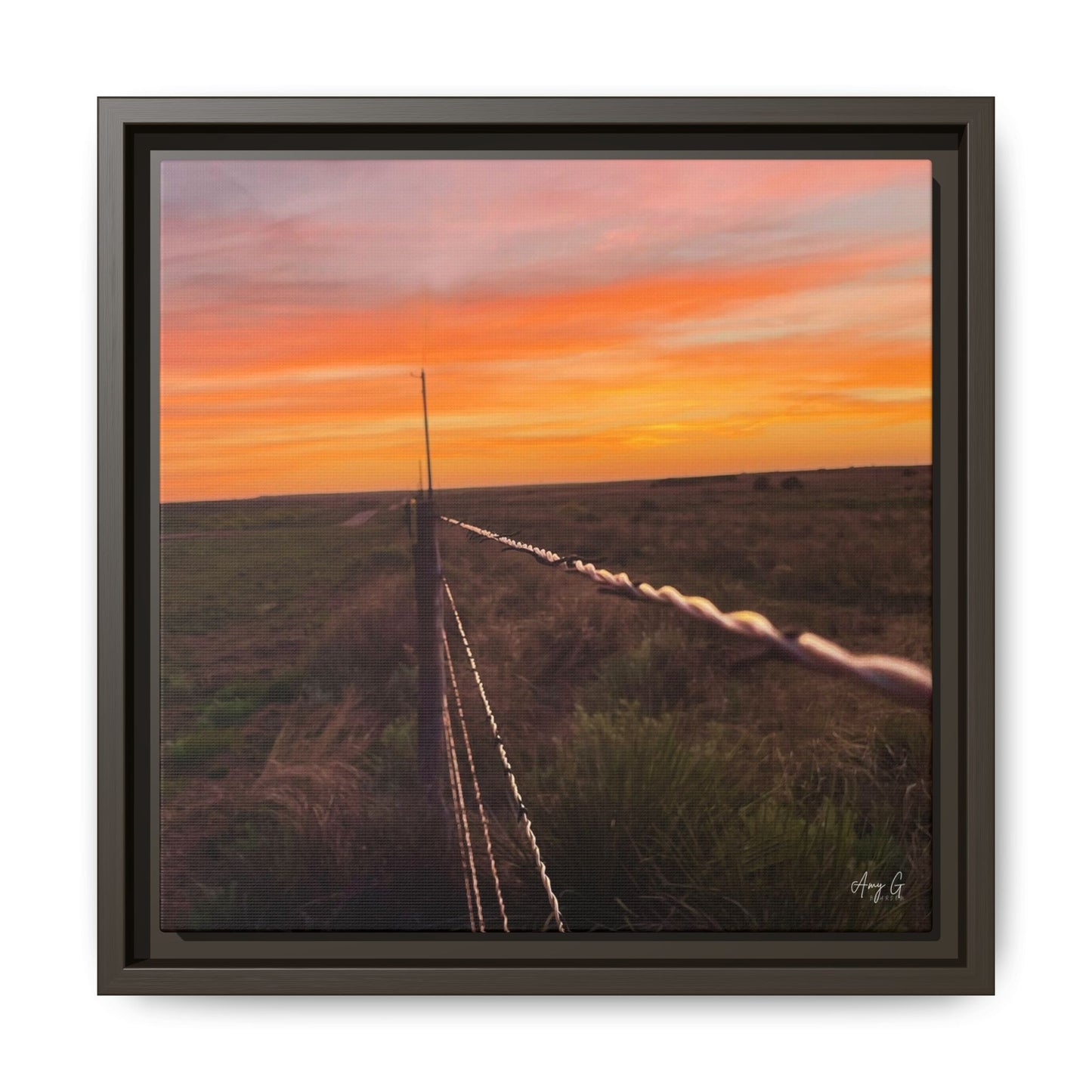Barbed wire fence, Gallery Canvas Wraps, Vertical Frame