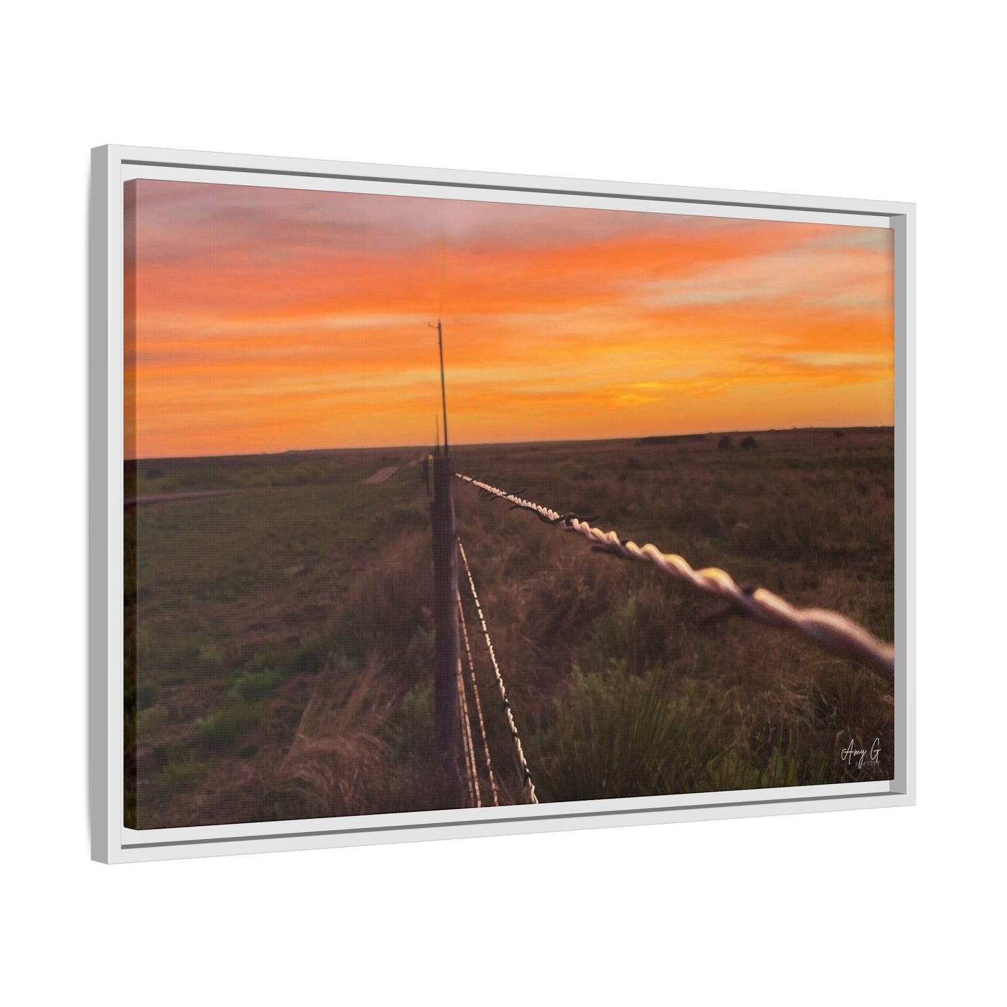 Barbed wire fence, Gallery Canvas Wraps, Vertical Frame