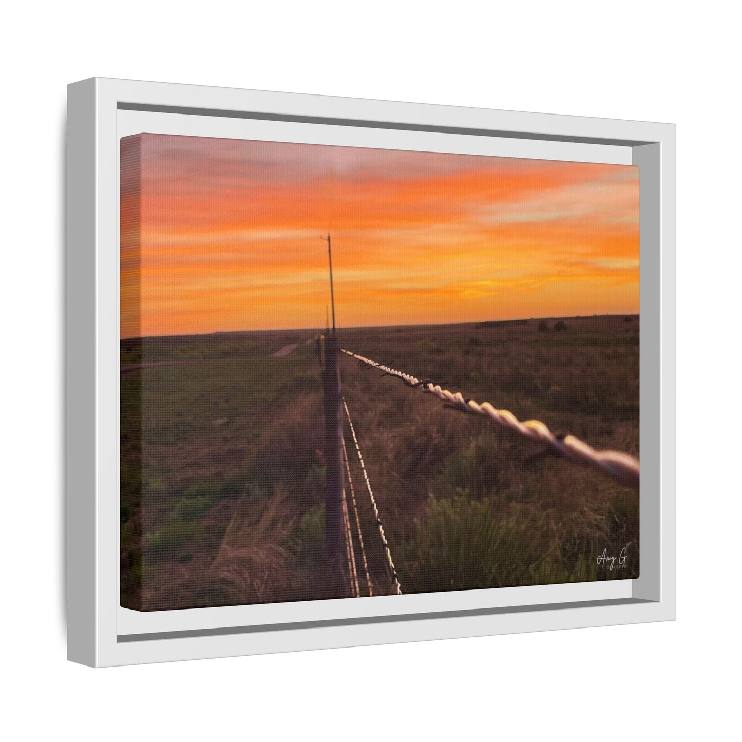 Barbed wire fence, Gallery Canvas Wraps, Vertical Frame