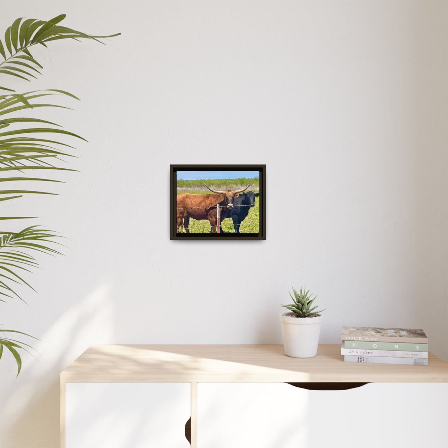 The stare down, Longhorn of Texas, Gallery Canvas Wraps, Horizontal Frame