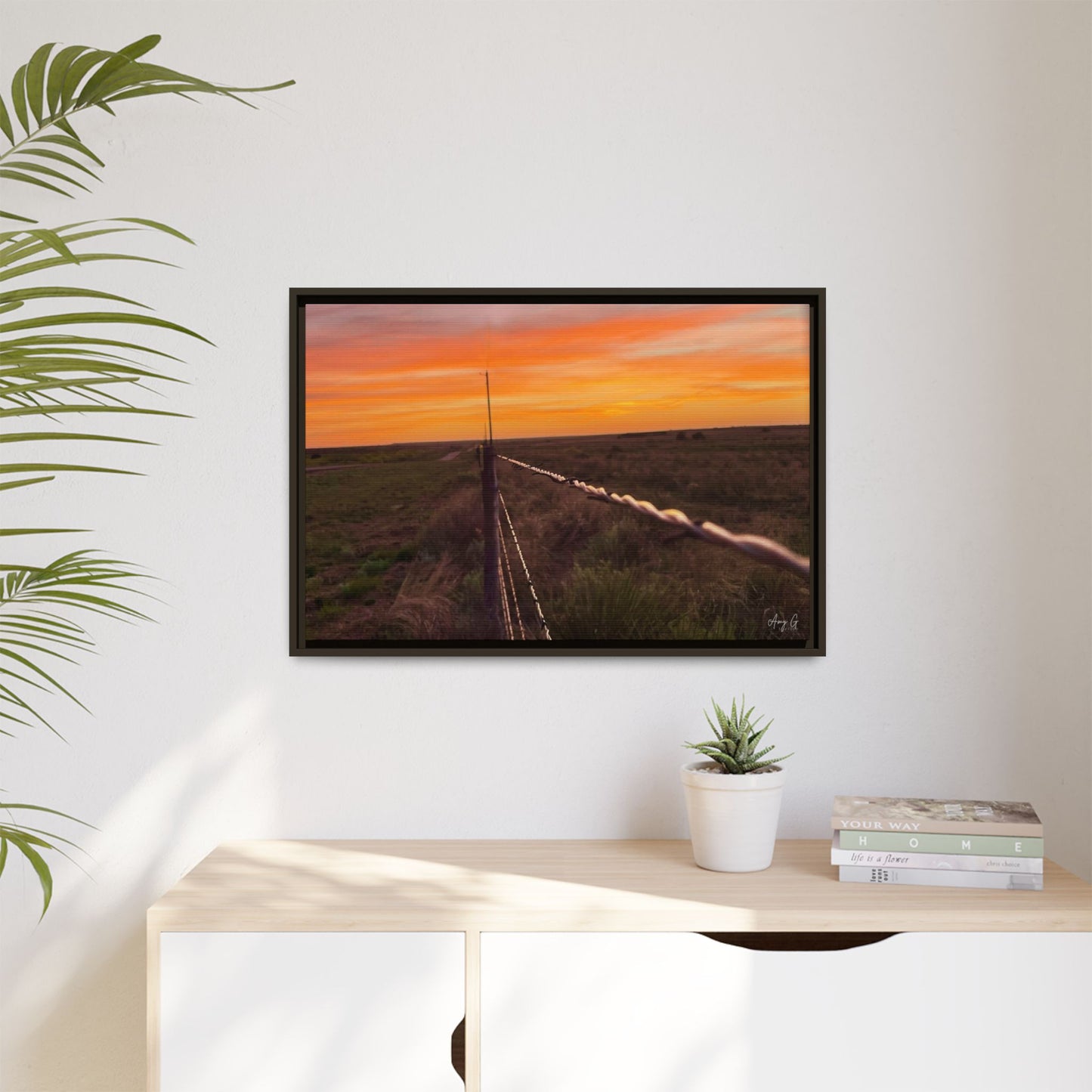 Barbed wire fence, Gallery Canvas Wraps, Vertical Frame