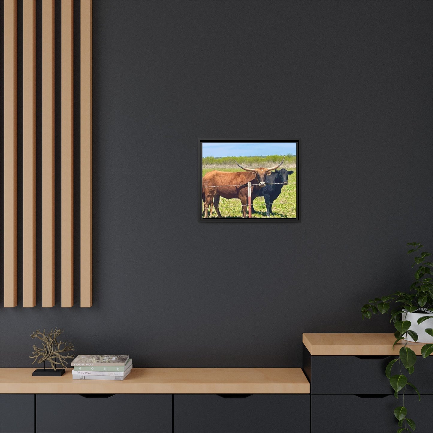 The stare down, Longhorn of Texas, Gallery Canvas Wraps, Horizontal Frame