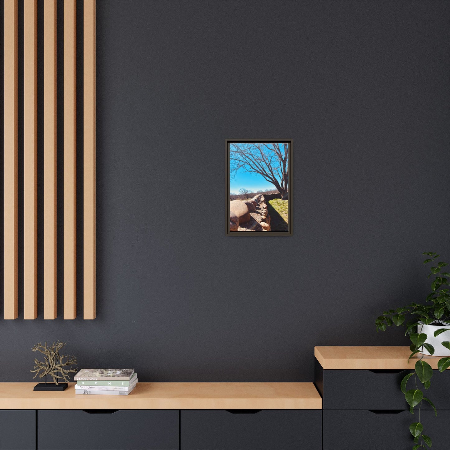Rock Fence, Matte Canvas, Framed (Multi-color)