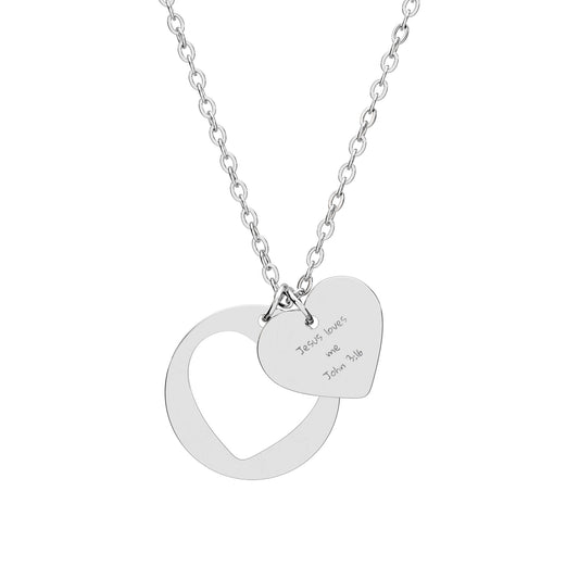 Jesus Loves Me John 3:16, Heart Cutout Necklace (Engraving)