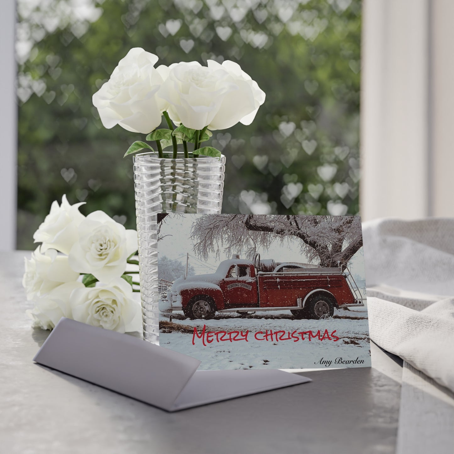 Holiday Cards, Fire Truck Christmas (One-sided print)