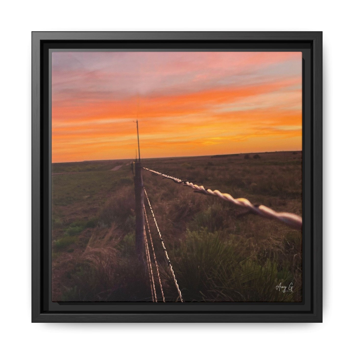 Barbed wire fence, Gallery Canvas Wraps, Vertical Frame