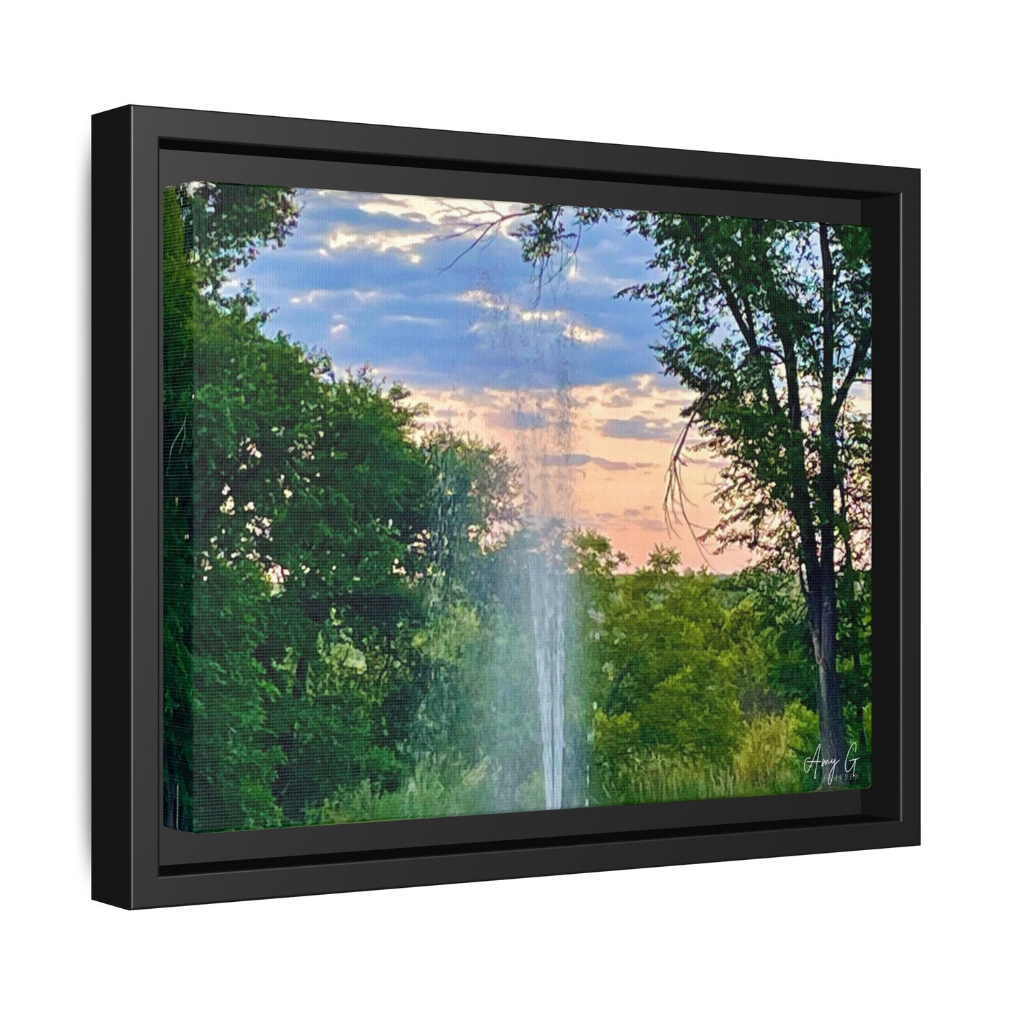 Water fountain sunrise, Gallery Canvas Wraps, Vertical Frame