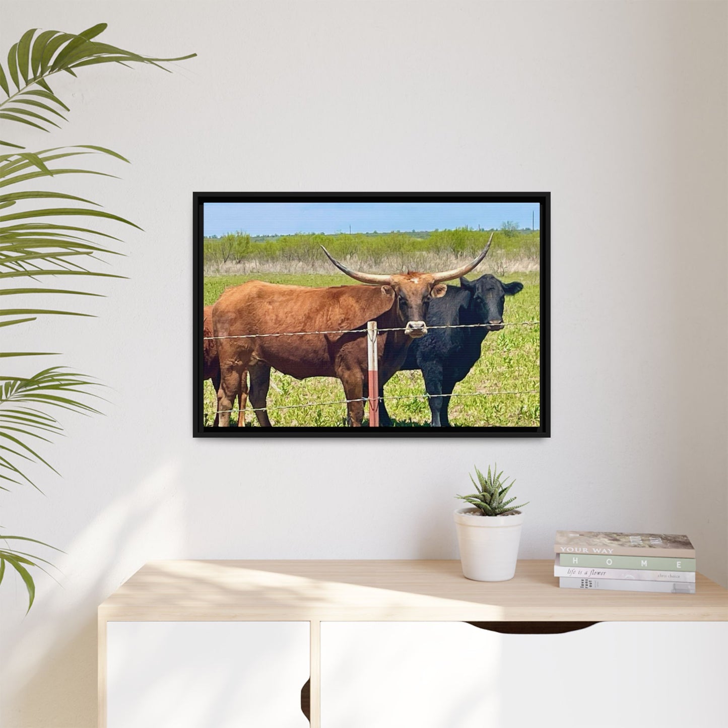 The stare down, Longhorn of Texas, Gallery Canvas Wraps, Horizontal Frame